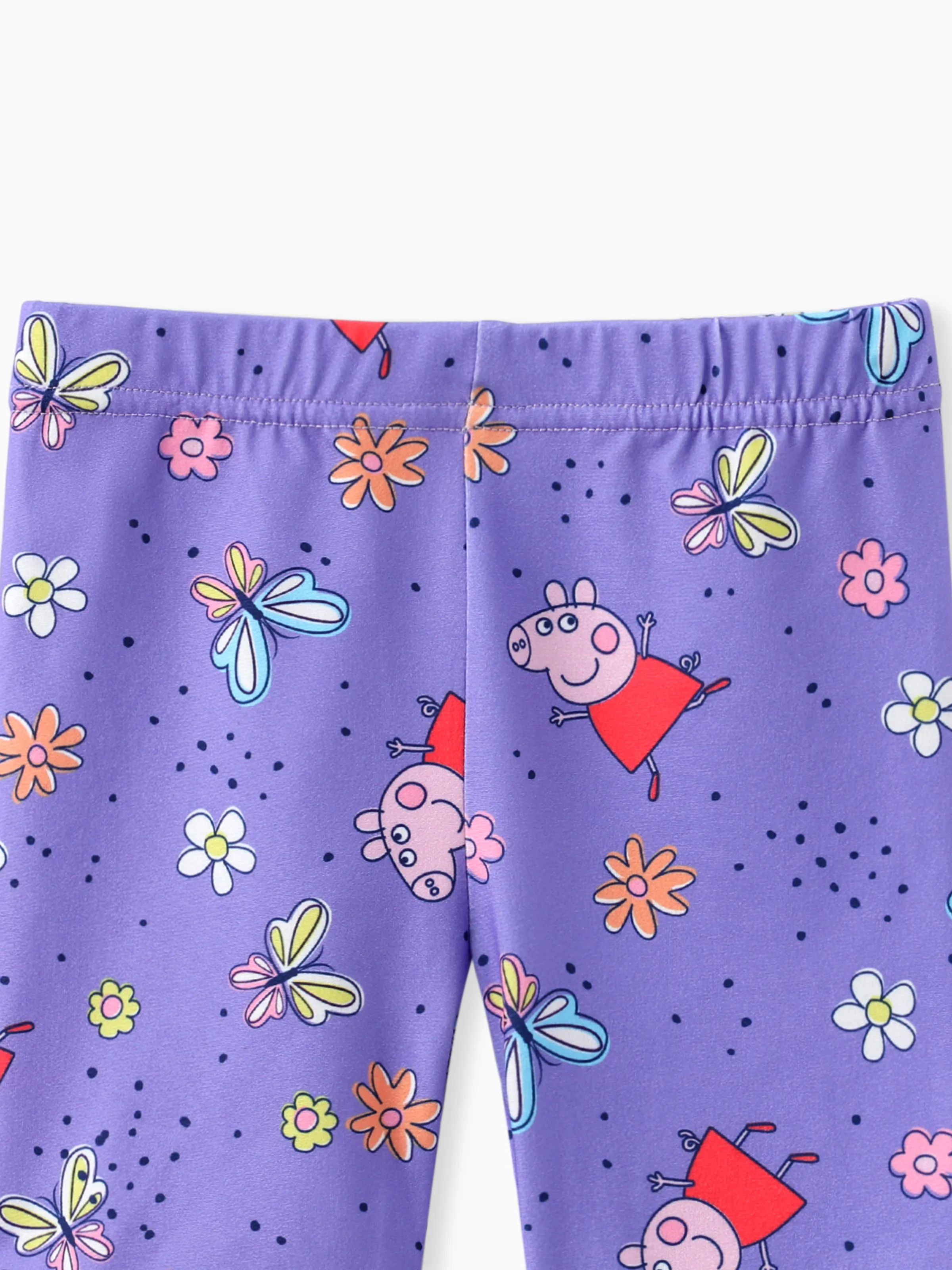 Peppa Pig Toddler Girl 2pcs Floral Butterfly Print Ruffled Sleeveless Top with Pants Set Purple - Image 8