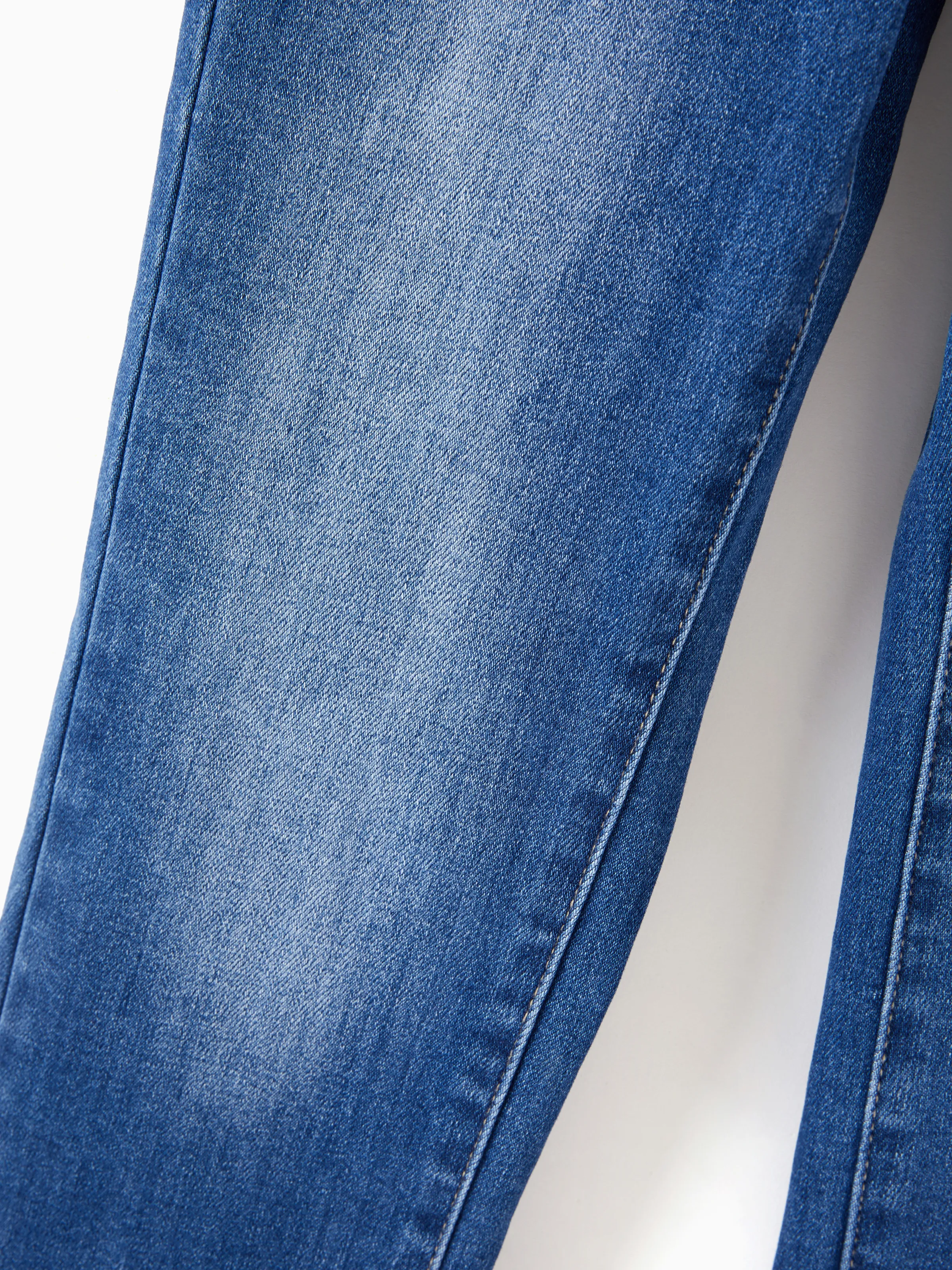 Solid Color Elastic Waist Soft Stretchy Comfortable Casual Jeans Cotton Bottoms with Pockets Blue - Image 12