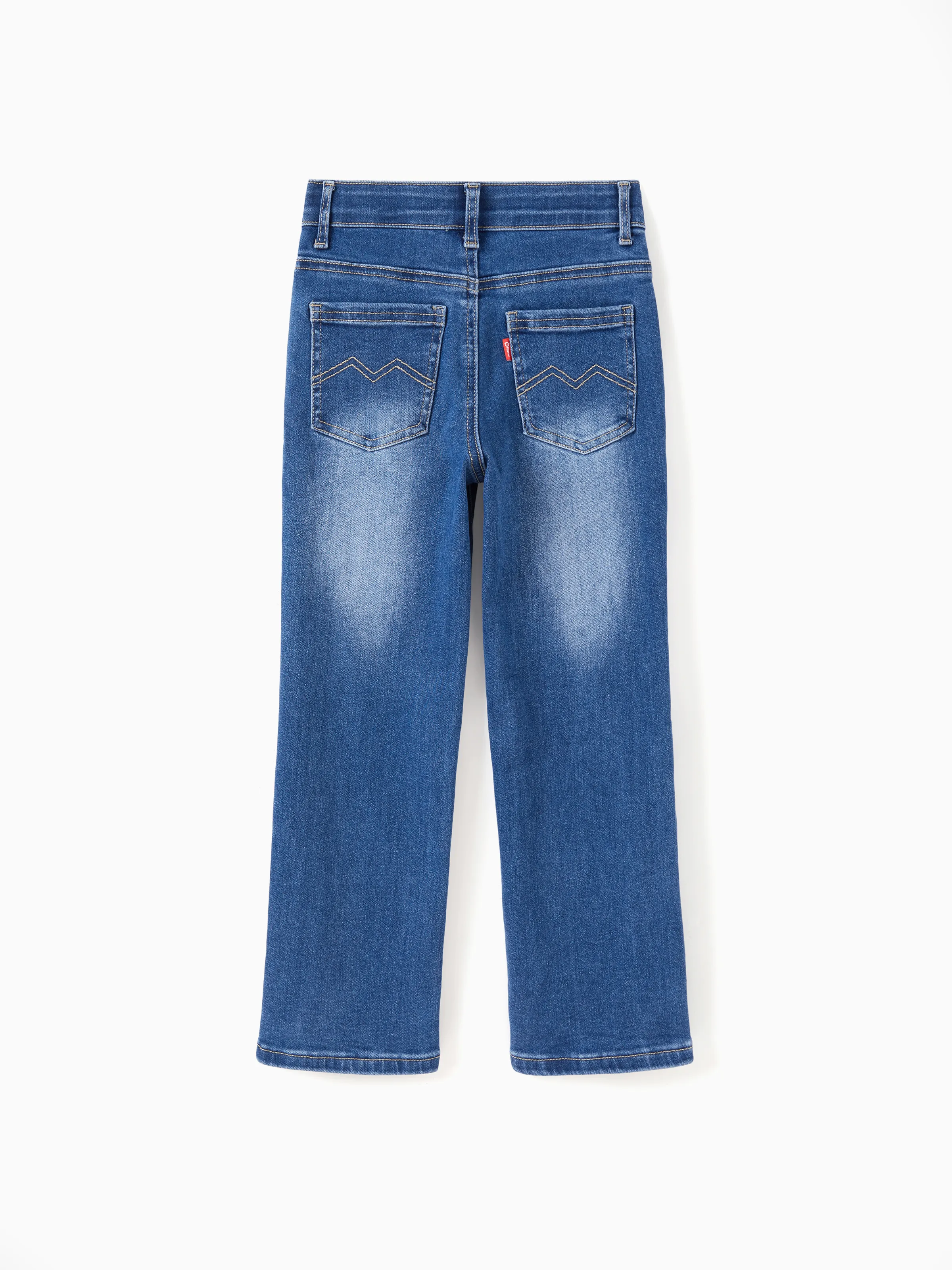 Solid Color Elastic Waist Soft Stretchy Comfortable Casual Jeans Cotton Bottoms with Pockets Blue - Image 5