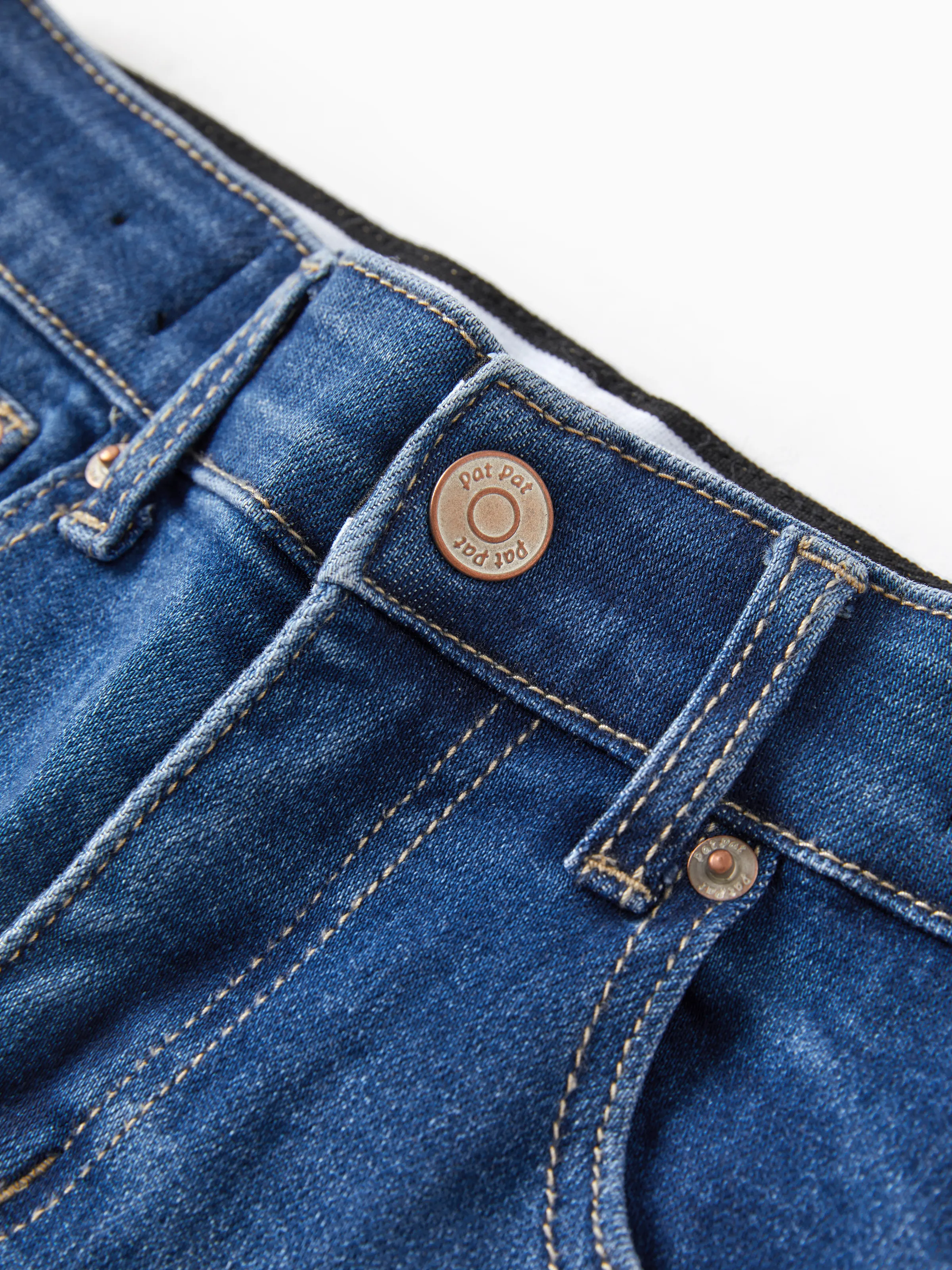 Solid Color Elastic Waist Soft Stretchy Comfortable Casual Jeans Cotton Bottoms with Pockets Blue - Image 8