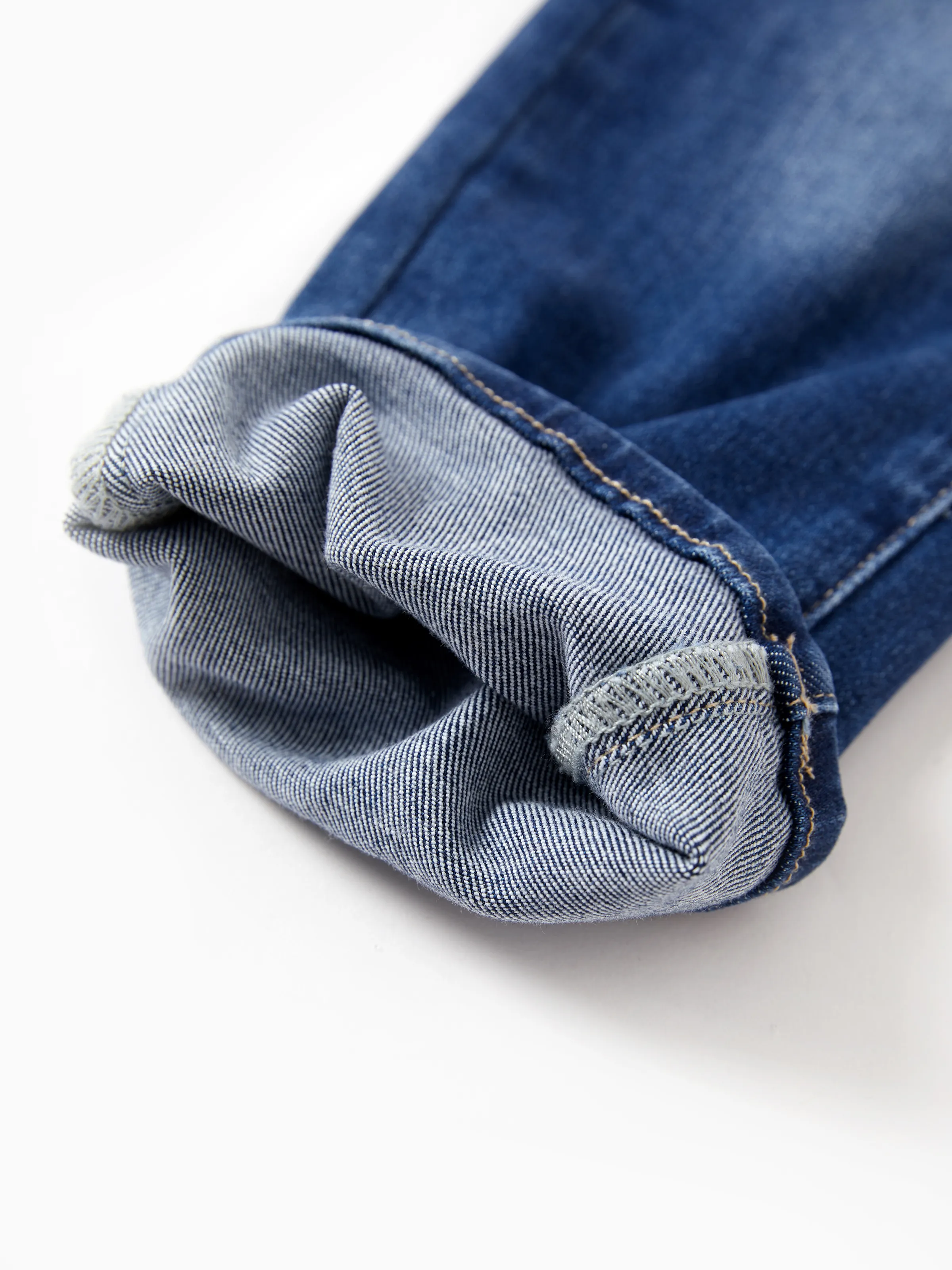 Solid Color Elastic Waist Soft Stretchy Comfortable Casual Jeans Cotton Bottoms with Pockets Deep Blue - Image 13