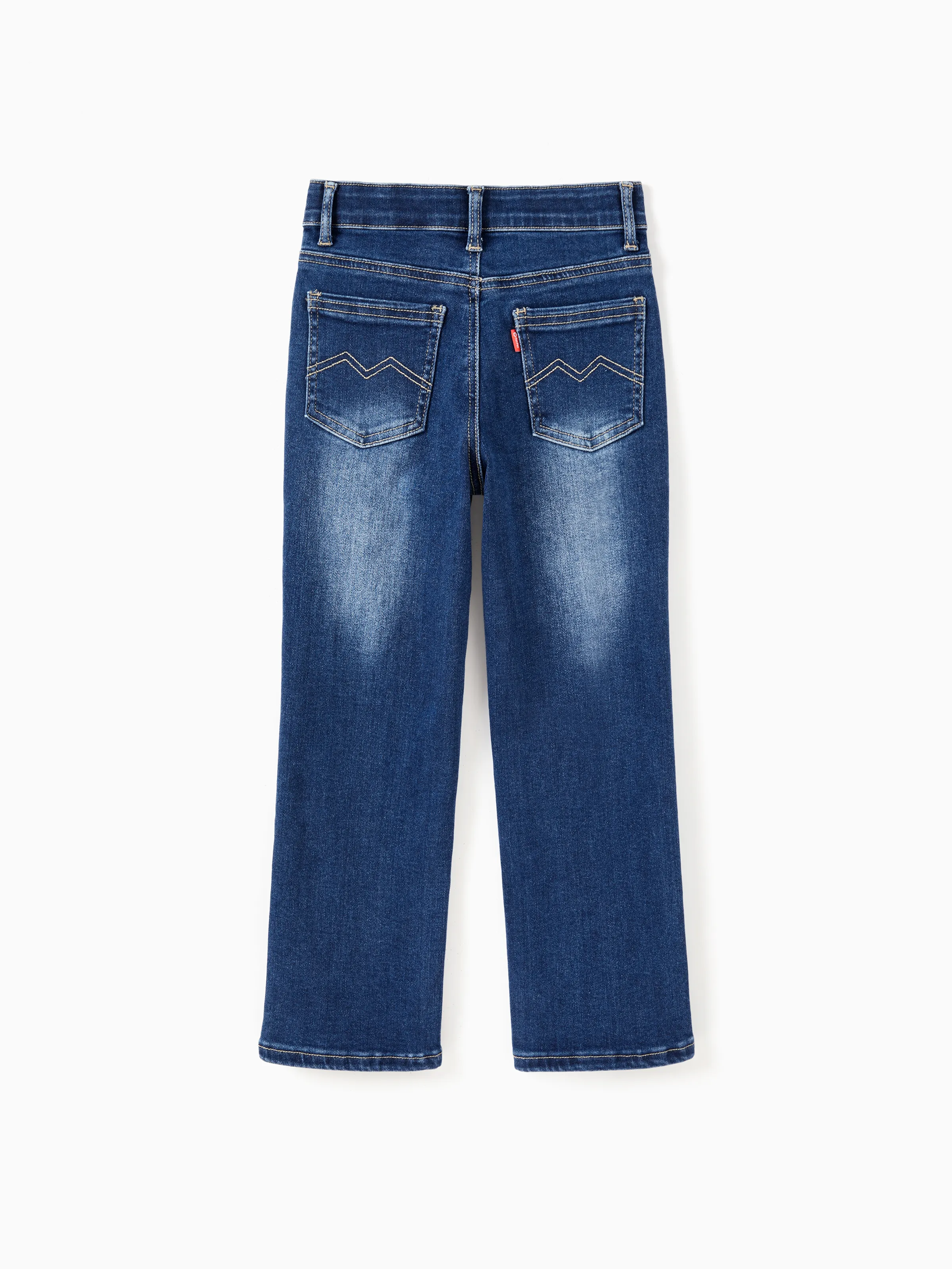 Solid Color Elastic Waist Soft Stretchy Comfortable Casual Jeans Cotton Bottoms with Pockets Deep Blue - Image 4