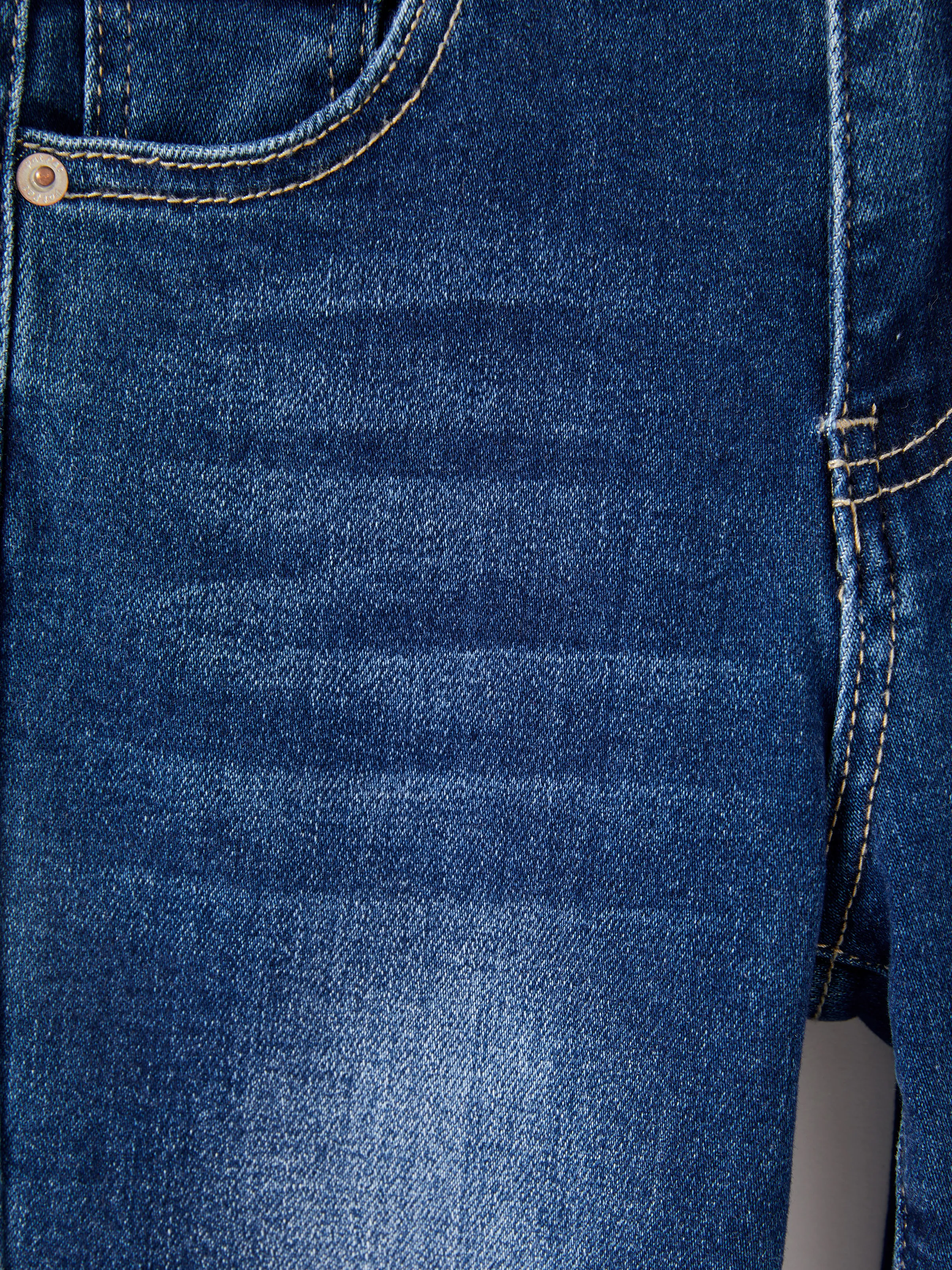 Solid Color Elastic Waist Soft Stretchy Comfortable Casual Jeans Cotton Bottoms with Pockets Deep Blue - Image 9