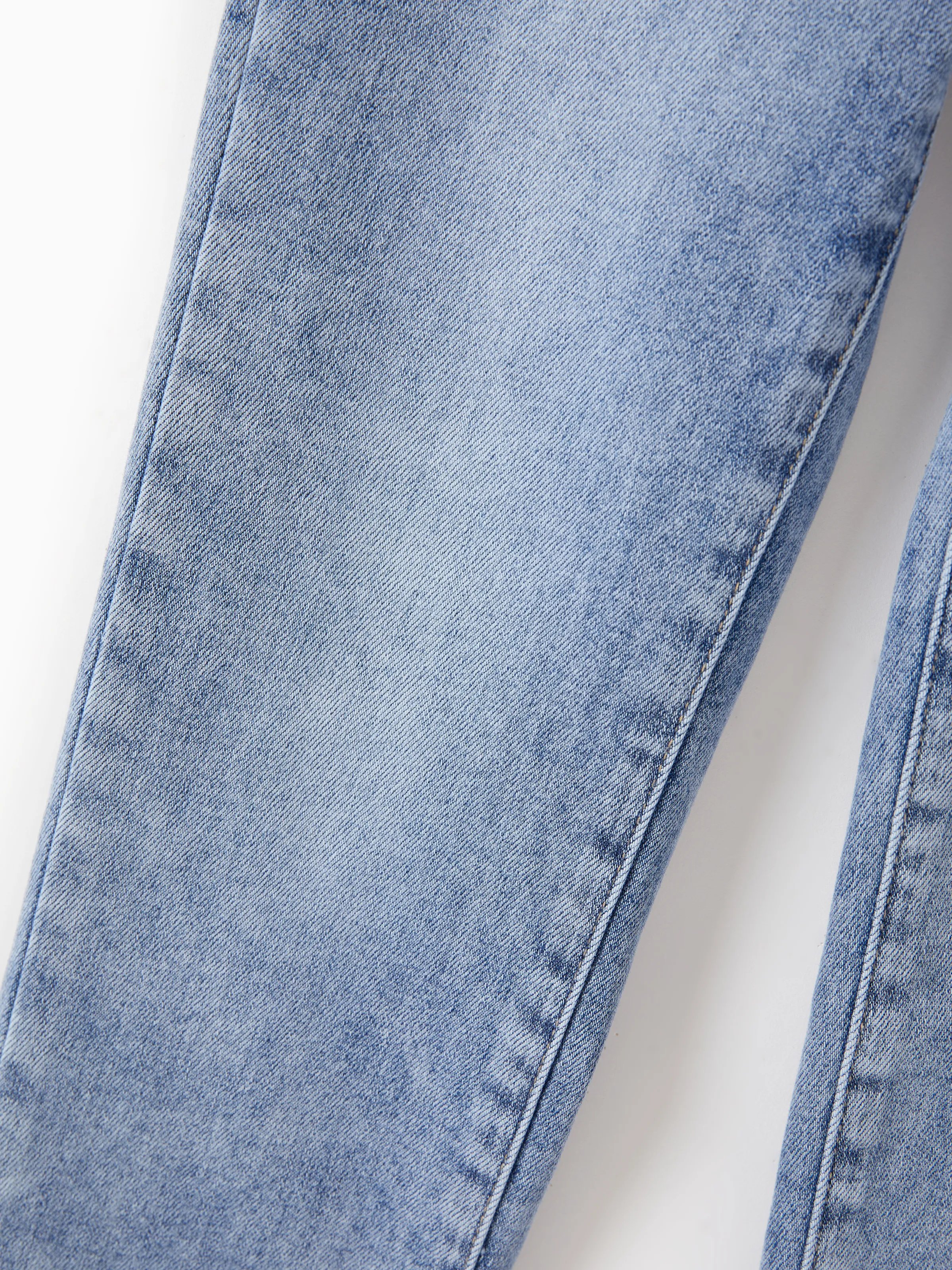 Solid Color Elastic Waist Soft Stretchy Comfortable Casual Jeans Cotton Bottoms with Pockets Light Blue - Image 14