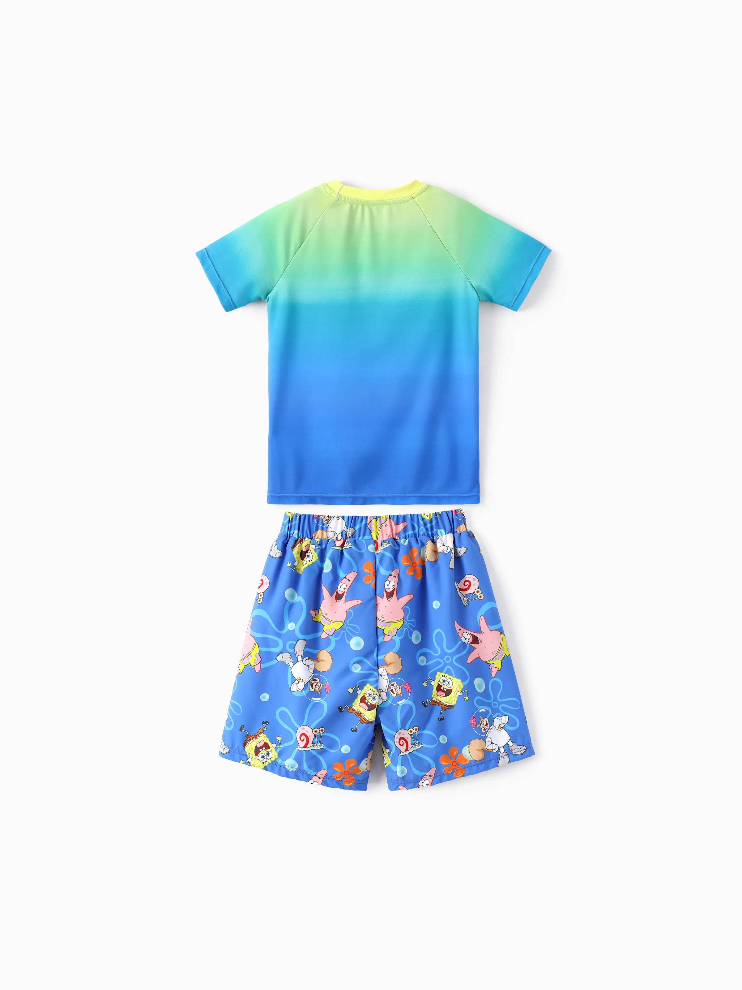 SpongeBob SquarePants Toddler/Kid Boy 2pcs UPF50+ Sea Life Print Tops and Trunks Swimsuit  Blue - Image 3