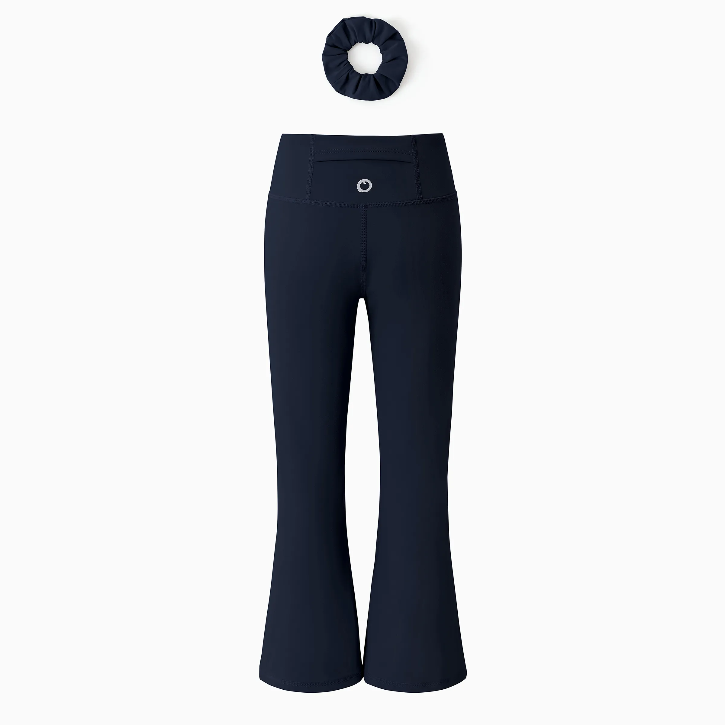 Girl's Leggings High-Waist Flared Yoga Pants with Complimentary Matching Scrunchie Deep Blue - Image 7