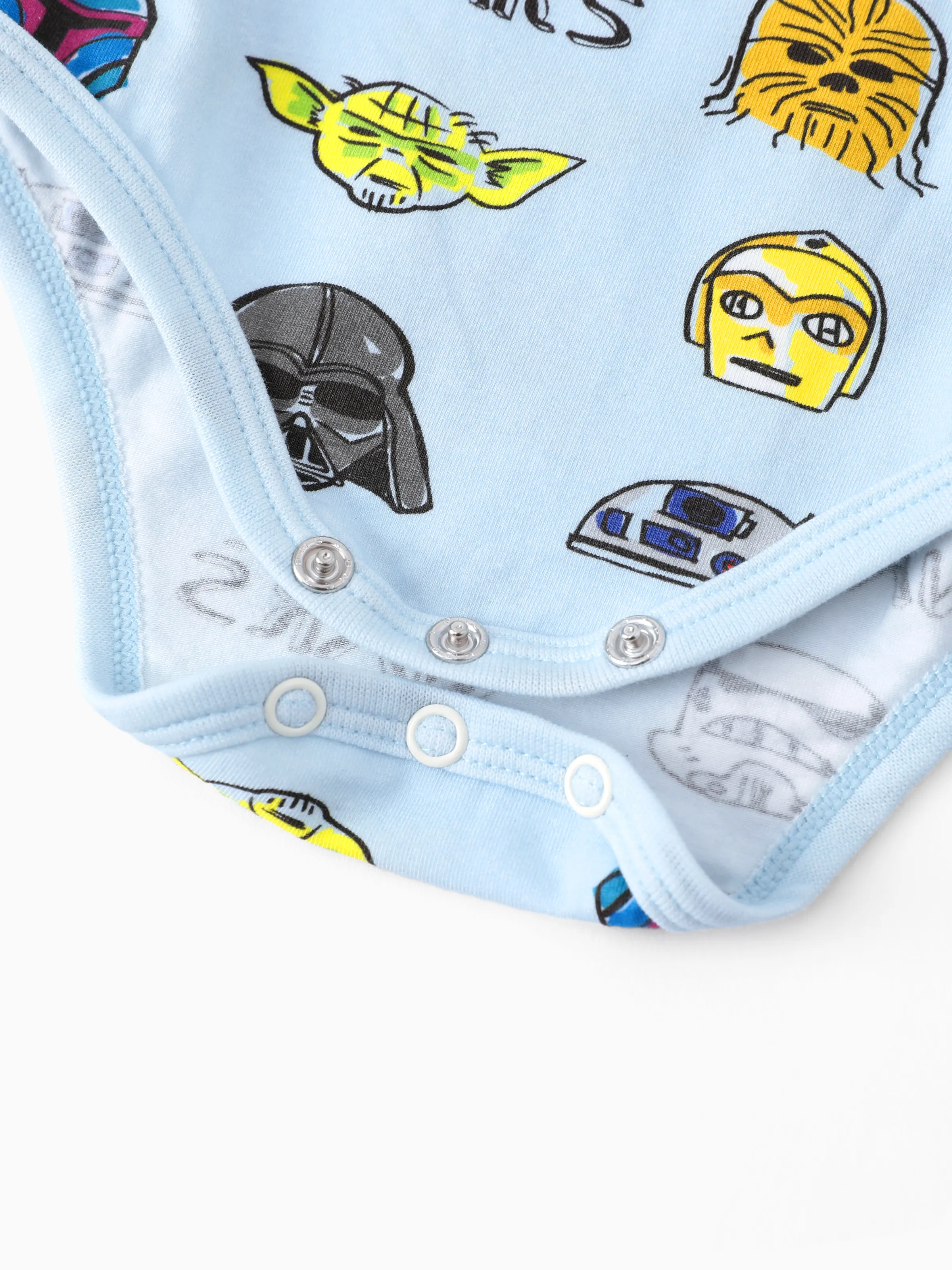 Star Wars Baby Boy 2pcs Yoda/Darth Vader/R2-D2/C-3PO Childlike Character Graphic Longsleeves Bodysuit and Pants Sets Light Blue - Image 10