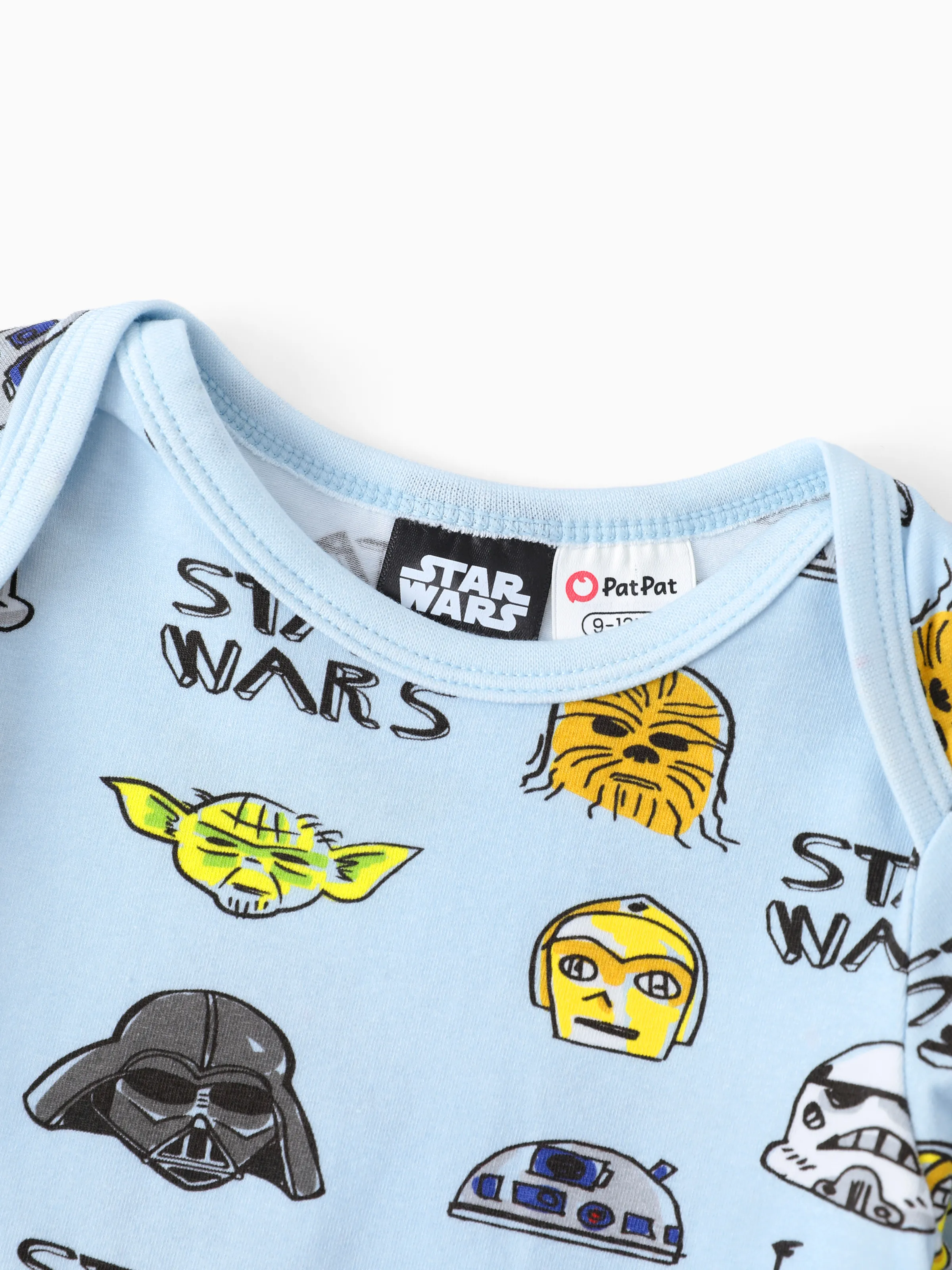 Star Wars Baby Boy 2pcs Yoda/Darth Vader/R2-D2/C-3PO Childlike Character Graphic Longsleeves Bodysuit and Pants Sets Light Blue - Image 8