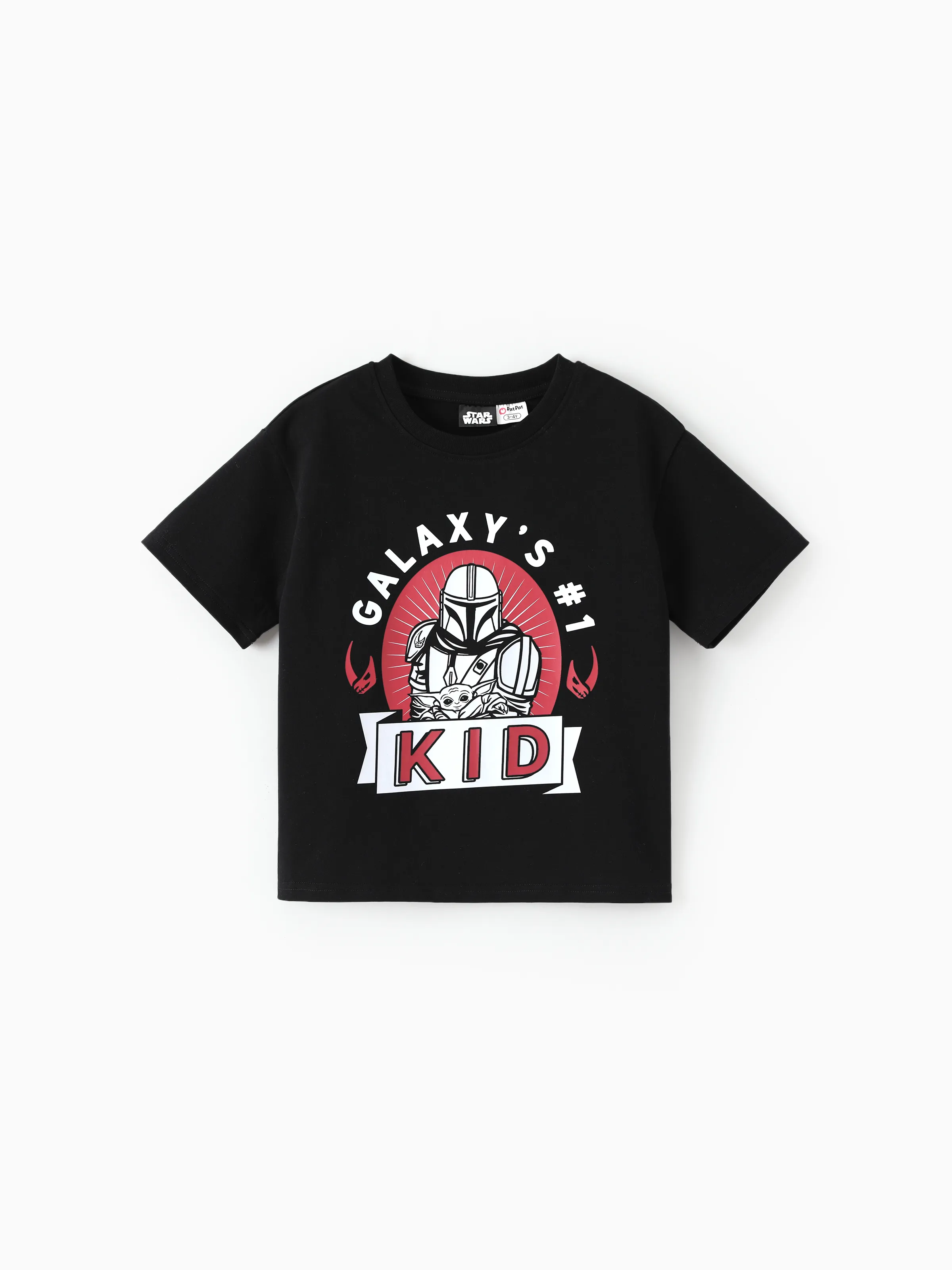 Star Wars Daddy & Me Grogu Cotton Character Print T-shirts Black - Image 3