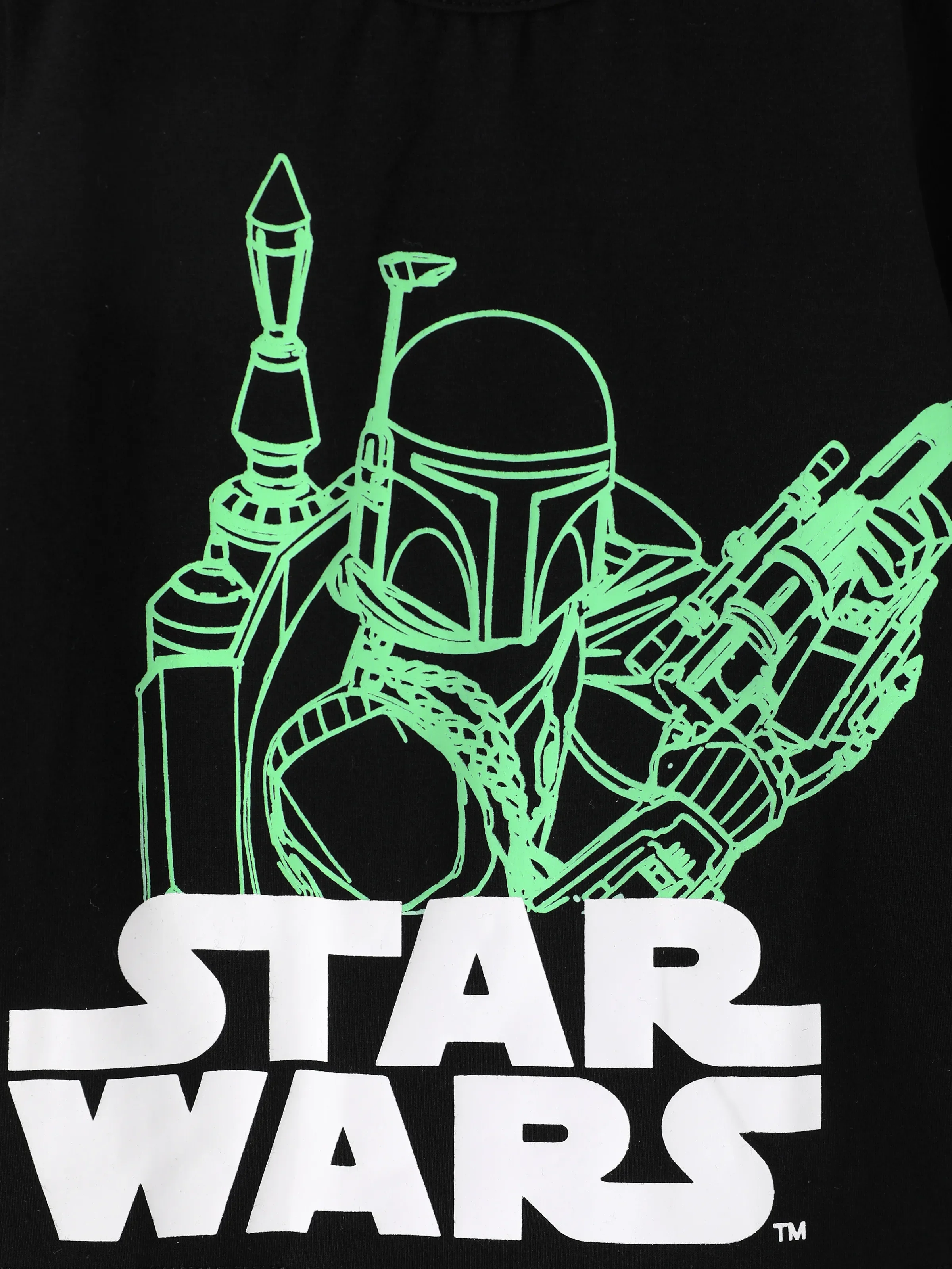 Star Wars Toddler/Kids Boy Boba Fett Graphic Glow in the Dark Cotton Longsleeves Top Black - Image 2