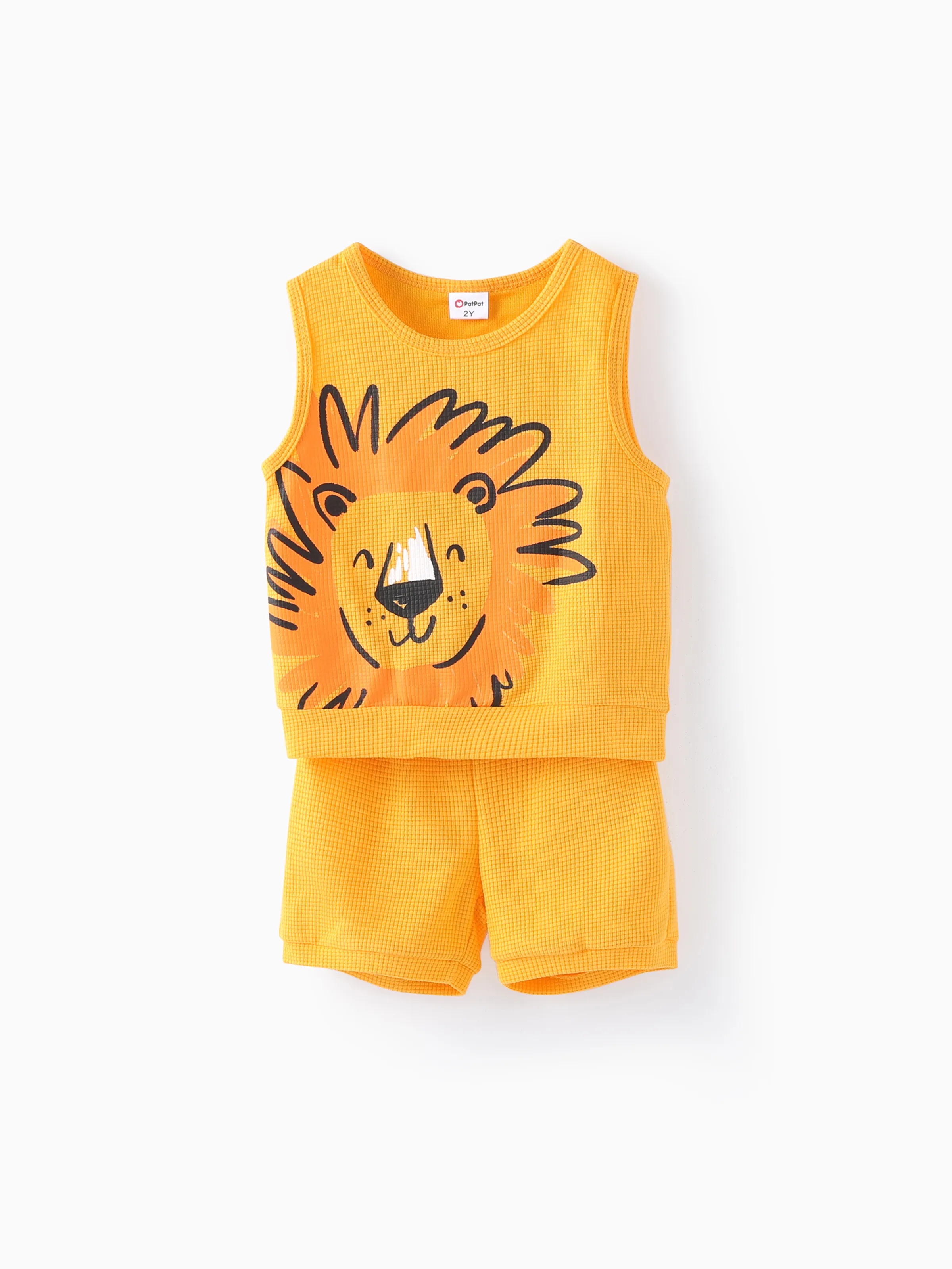 Toddler Boy 2pcs Dino Print Tank Top and Shorts Set Yellow - Image 3