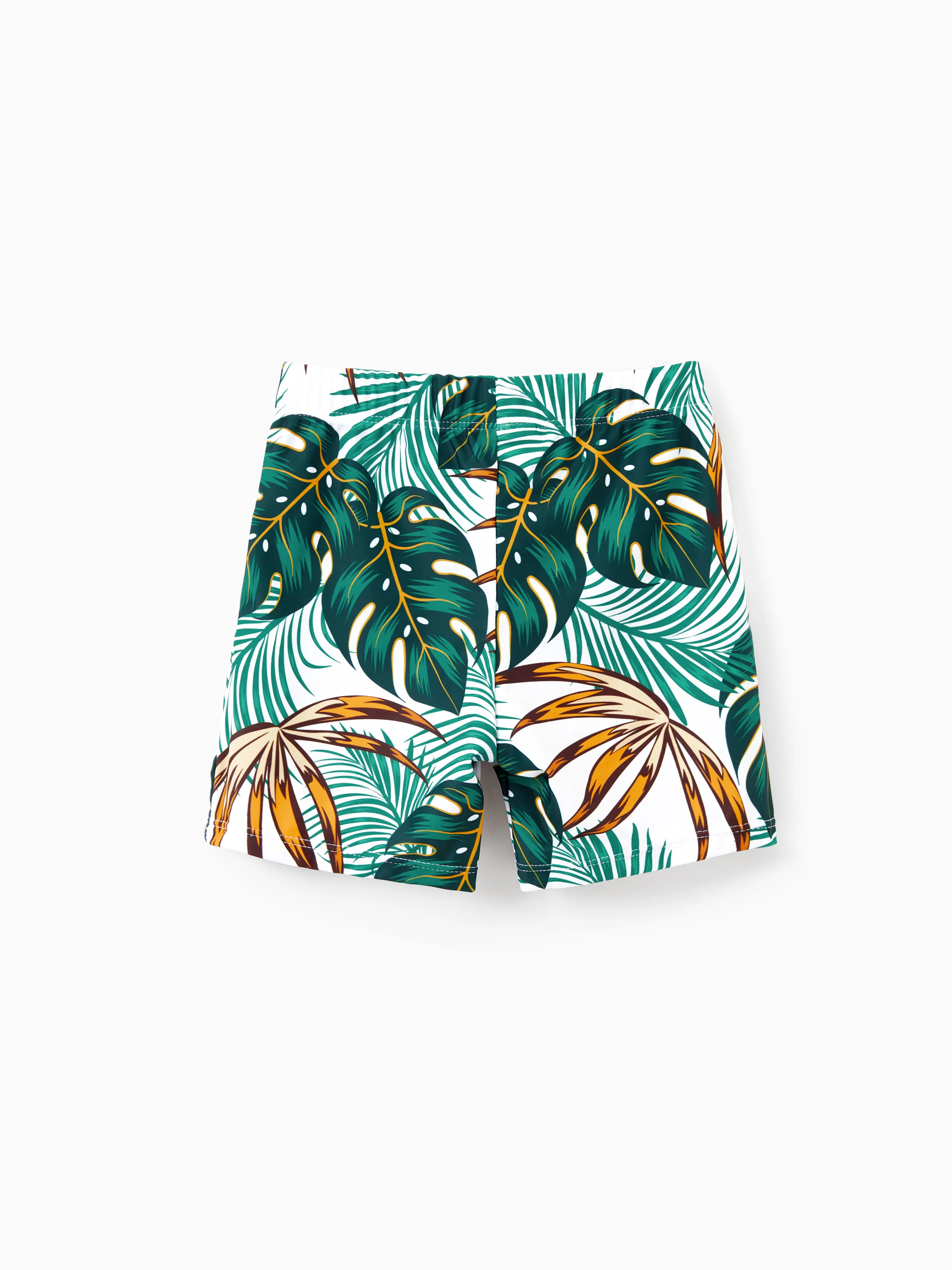 Toddler Boy Allover Plants Print Swim Trunks Shorts Dark Green - Image 5