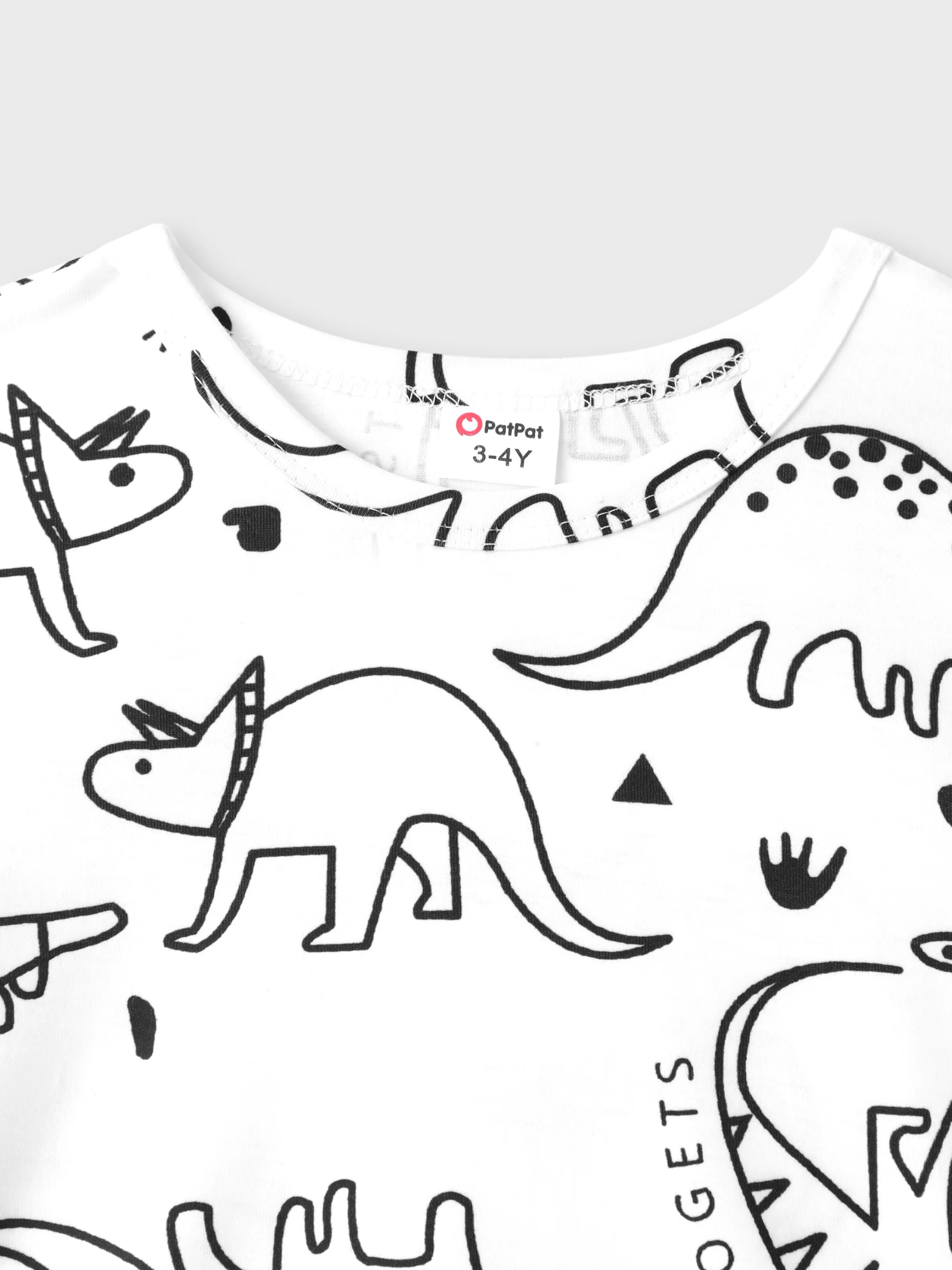 Toddler Boy Animal Dinosaur Print Short-sleeve Tee White - Image 3