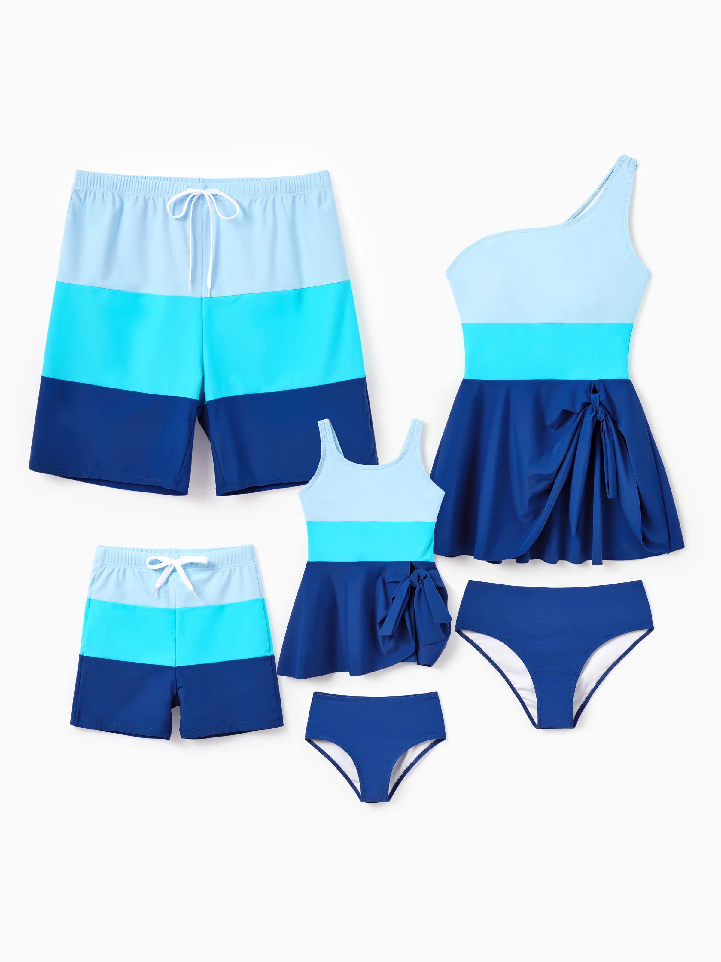 Toddler Boy Color Block Swim Trunks Set Blue - Image 2