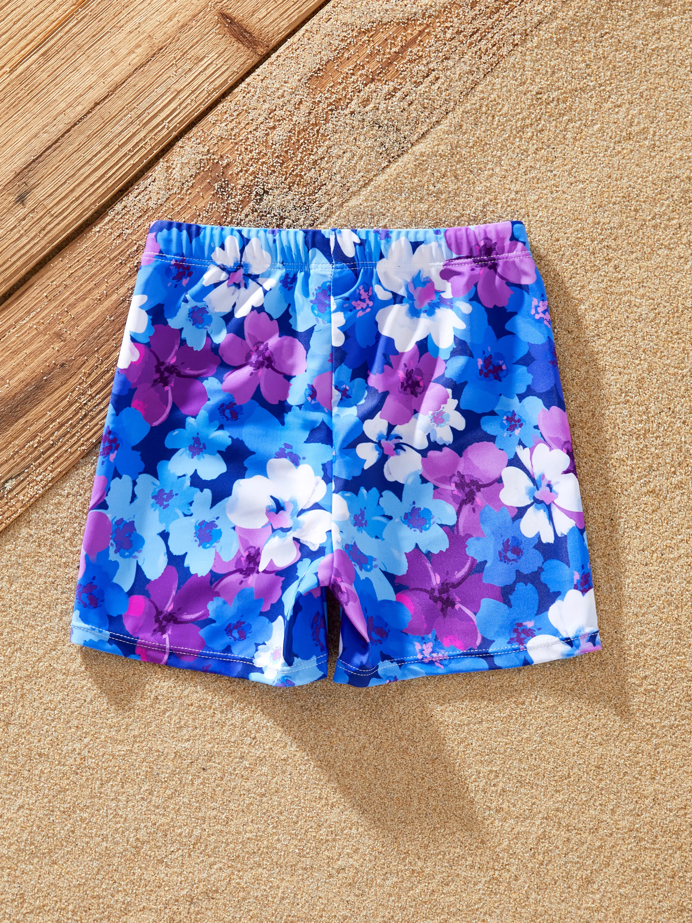 Toddler Boy Flora Swim Trunks Purple - Image 3