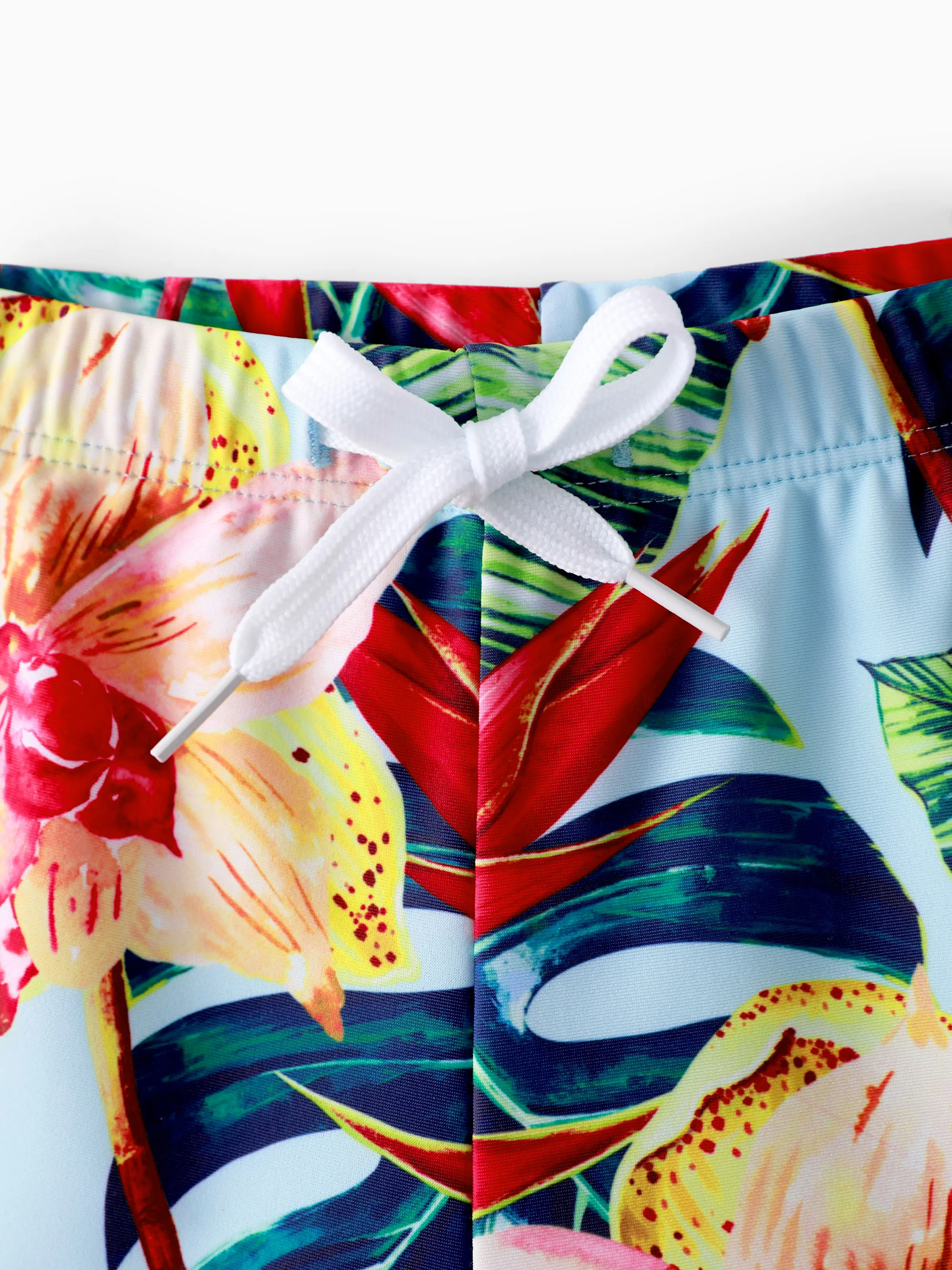 Toddler Boy Floral Drawstring Swim Trunks Red - Image 5