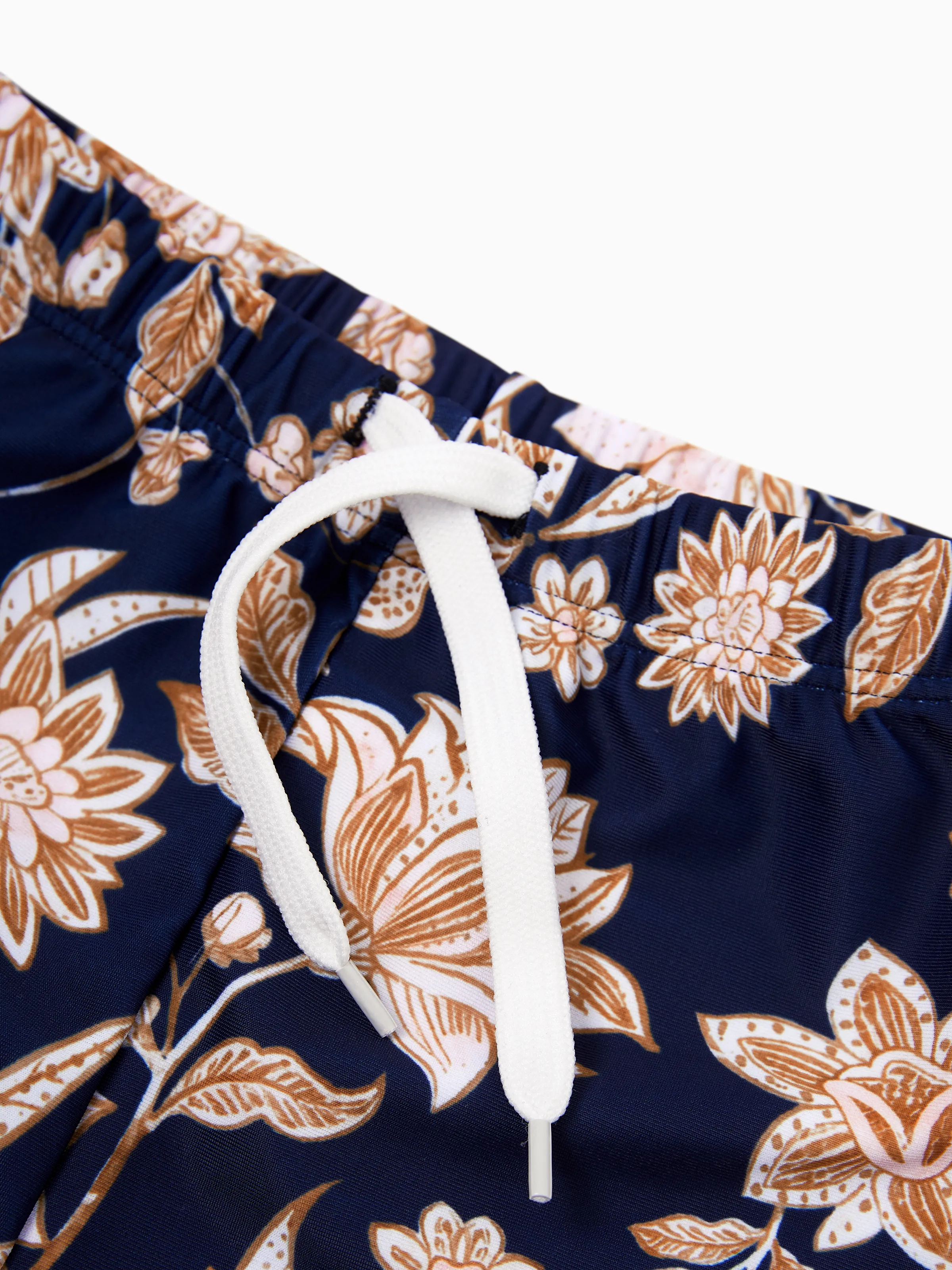 Toddler Boy Floral Print Swim Trunks Deep Blue - Image 6
