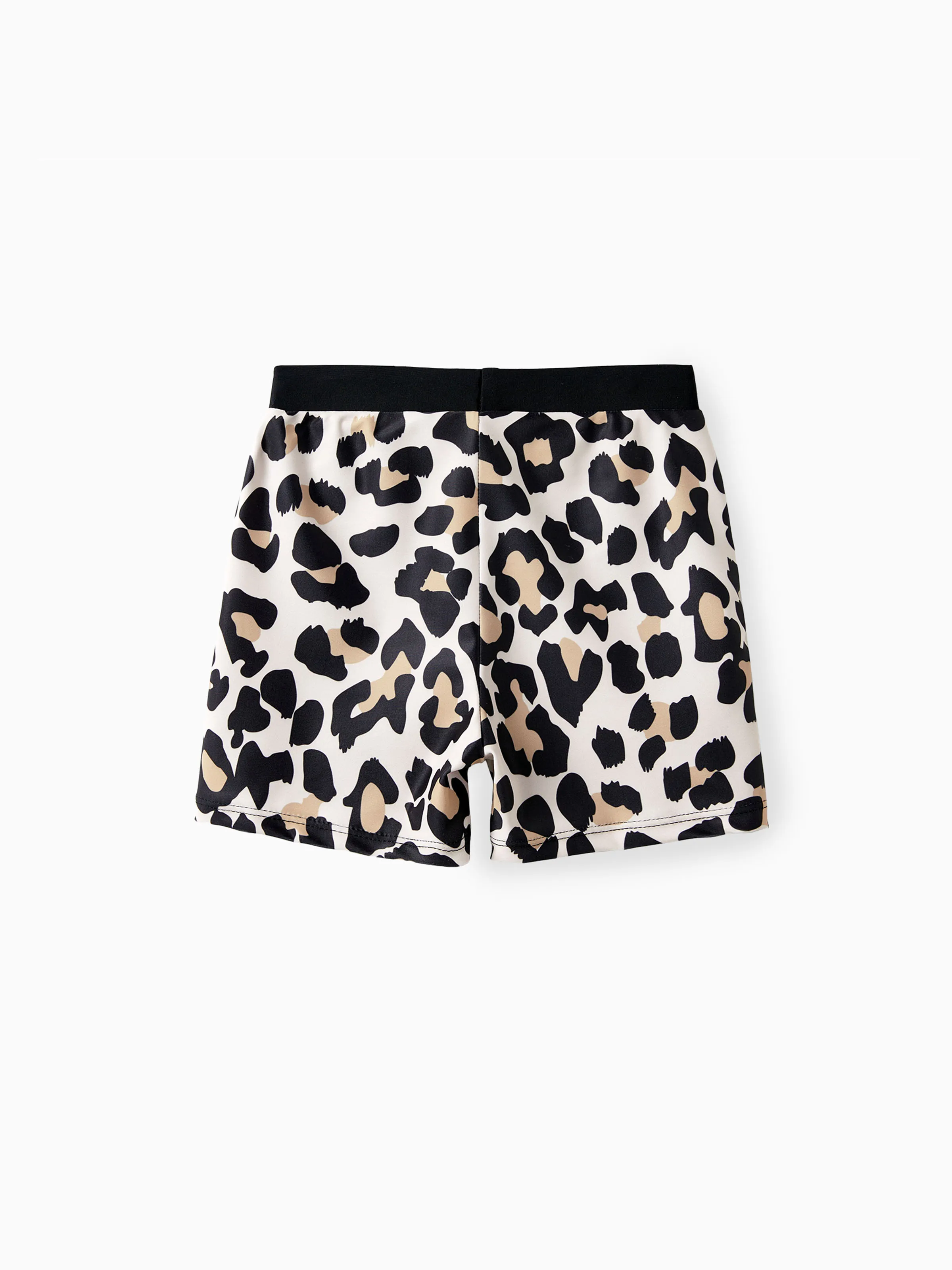 Toddler Boy Leopard Pattern Drawstring Swim Trunks Black - Image 3