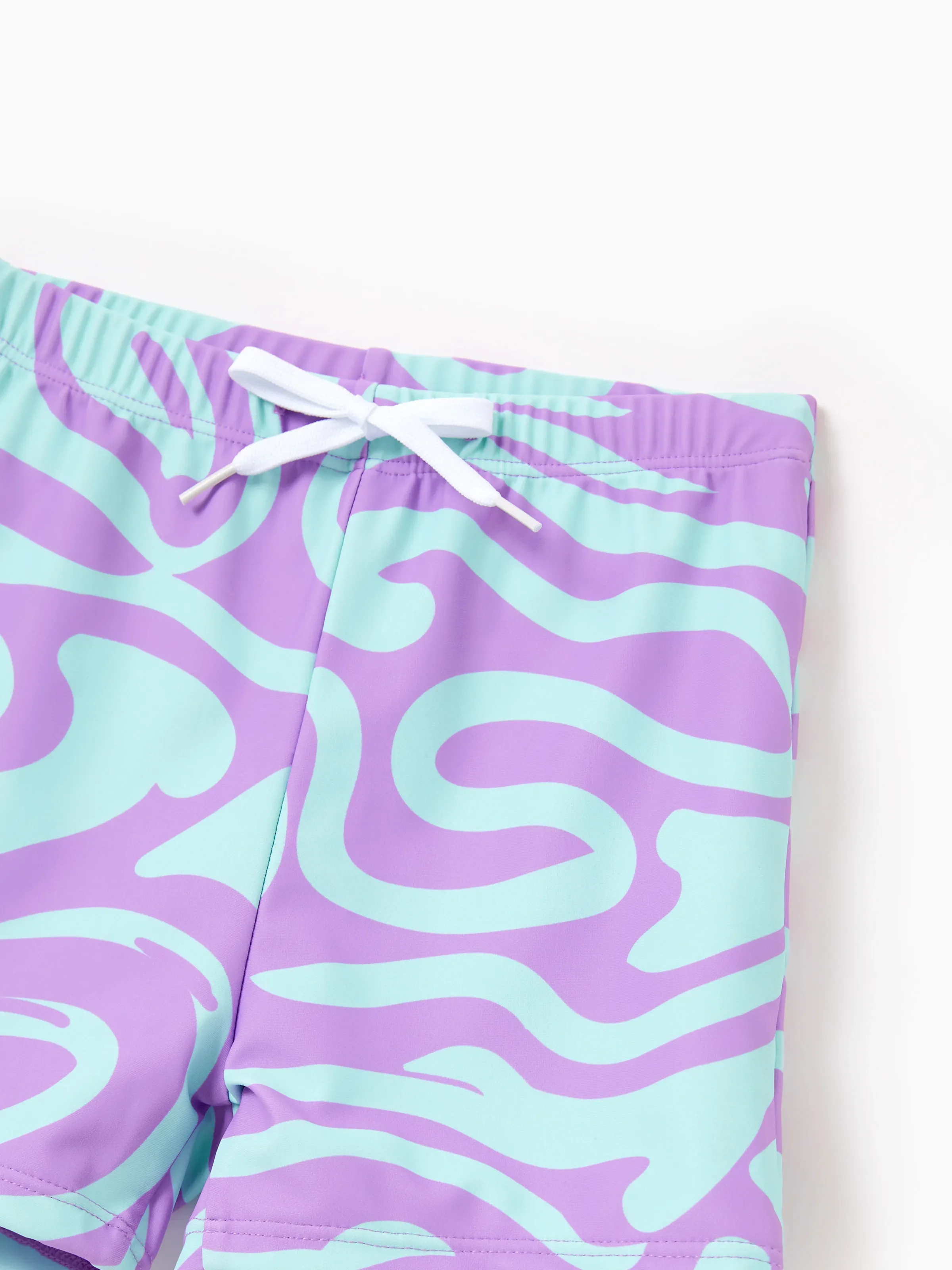Toddler Boy Trendy Purple & Blue Wave Print Swim Trunks Purple - Image 3