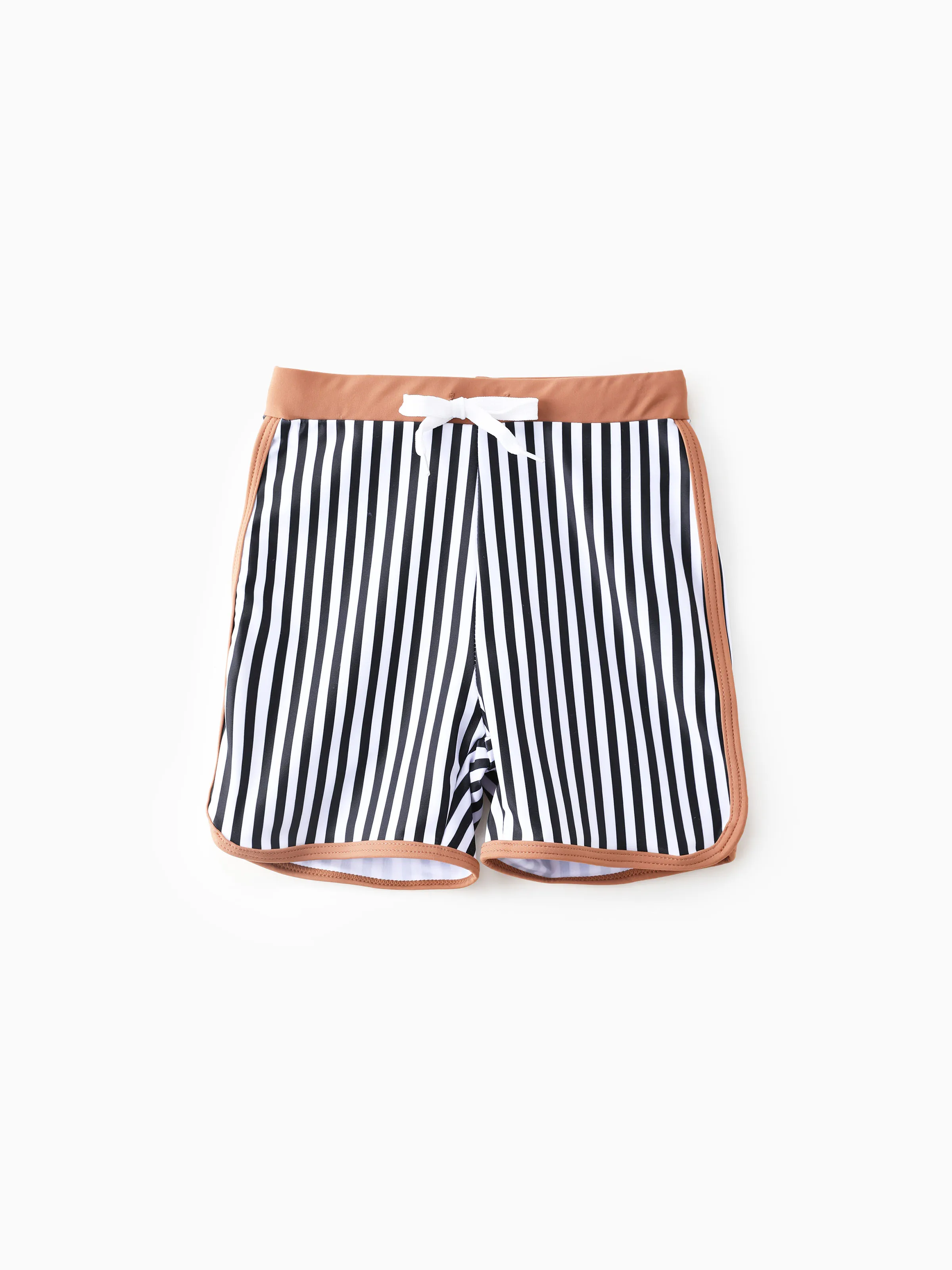 Toddler Boy Vertical Stripe Drawstring Swim Drunks Khaki - Image 3