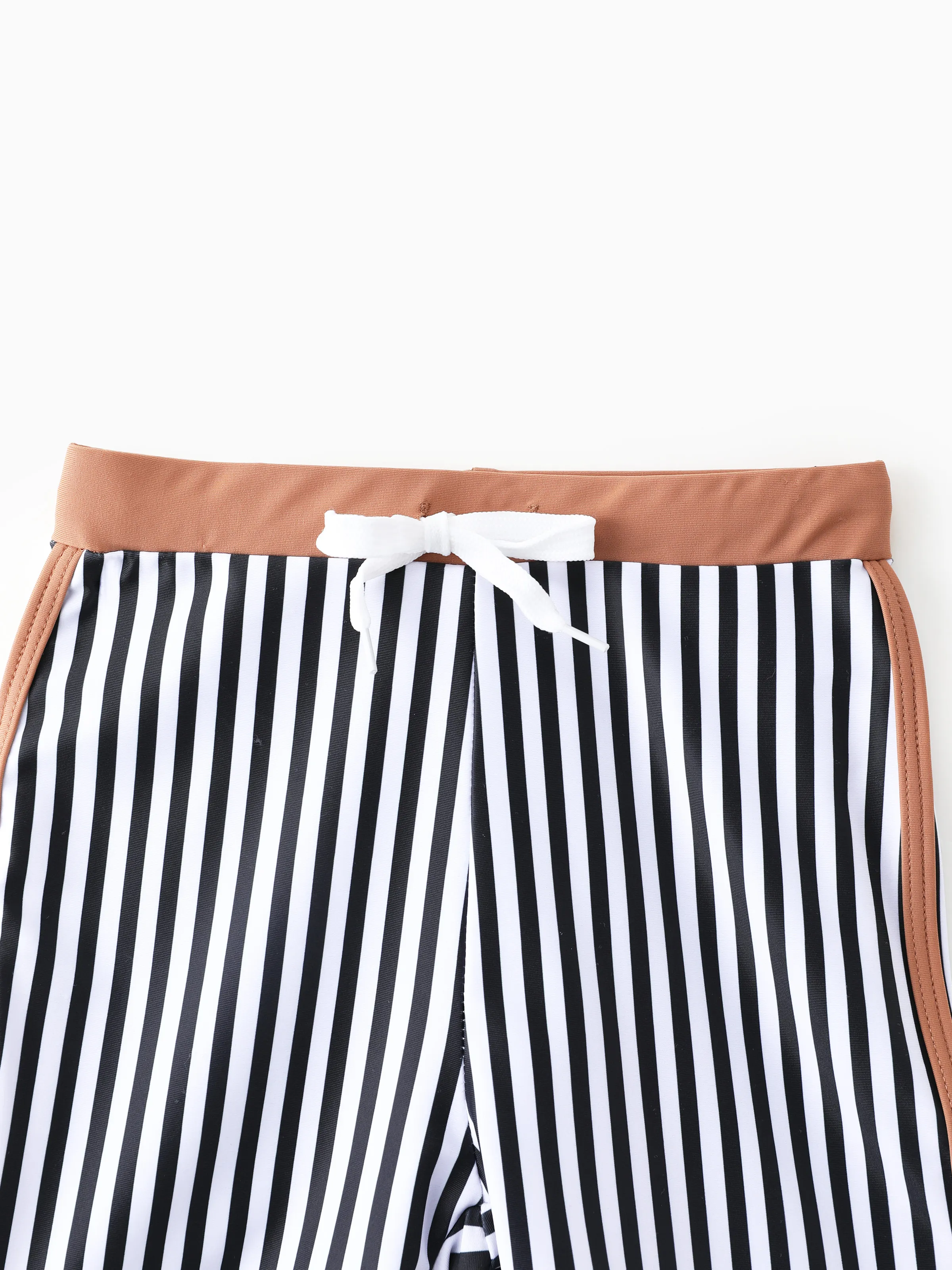 Toddler Boy Vertical Stripe Drawstring Swim Drunks Khaki - Image 4