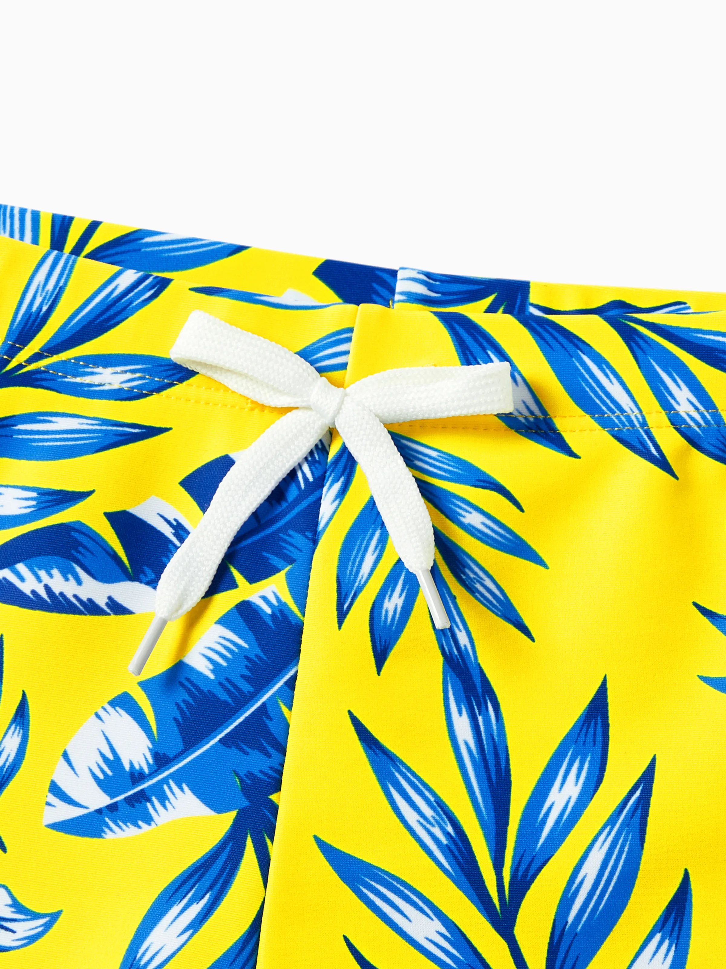 Toddler Boy Yellow Leaf Print Swim Trunks Yellow - Image 4