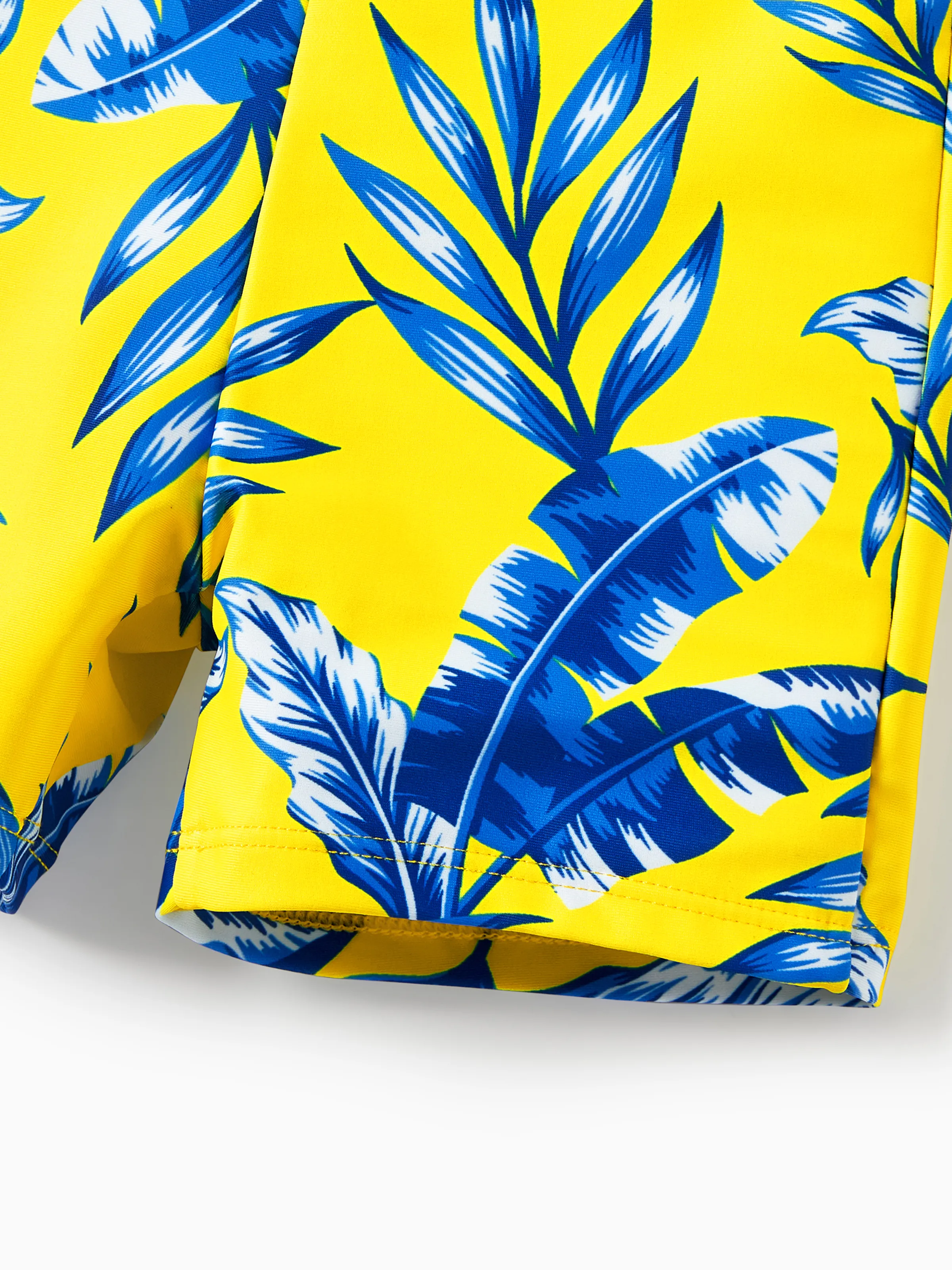 Toddler Boy Yellow Leaf Print Swim Trunks Yellow - Image 5
