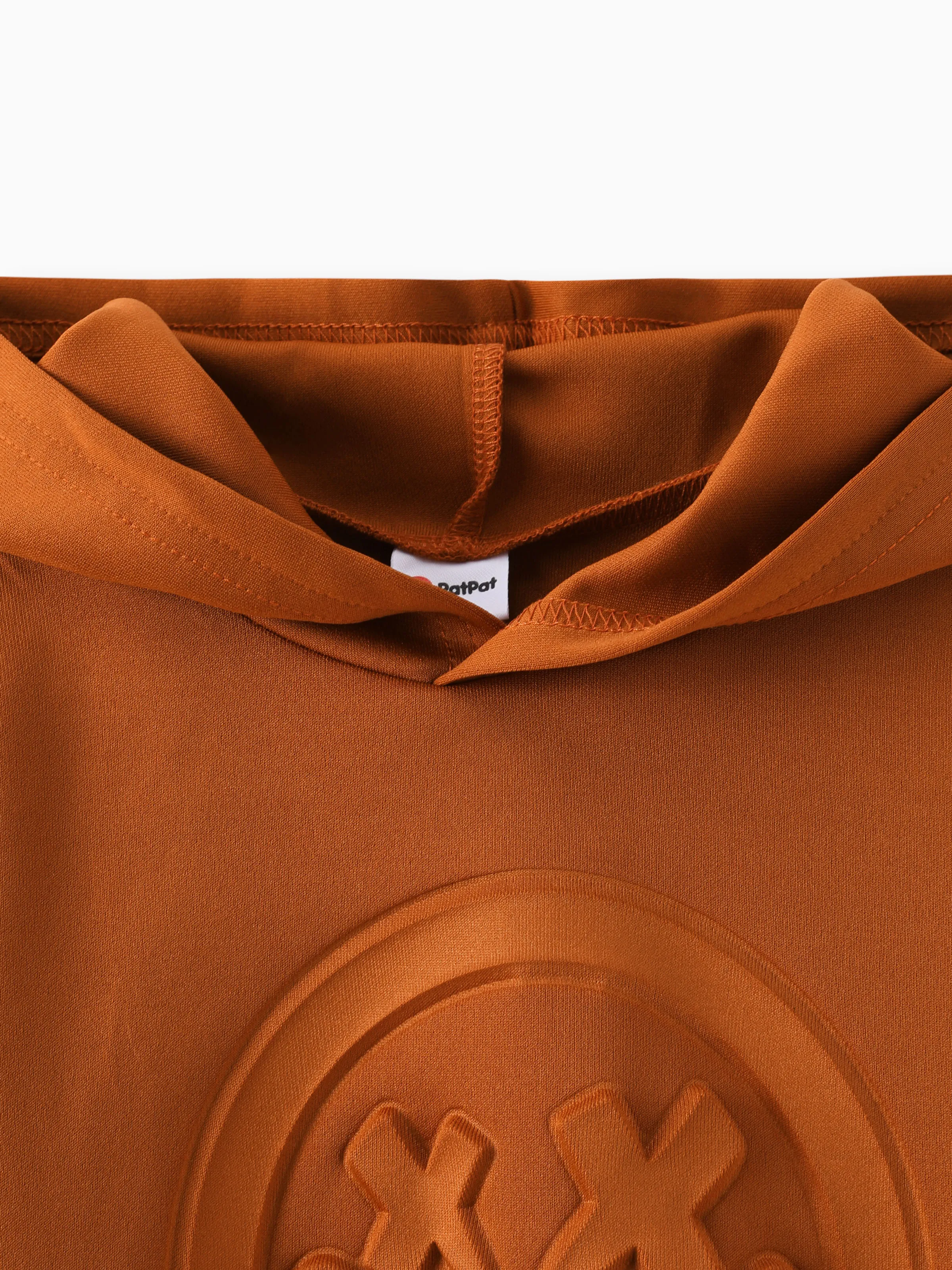 Toddler Boy/Girl Face Graphic Textured Solid Color Hoodie Sweatshirts Brown - Image 6