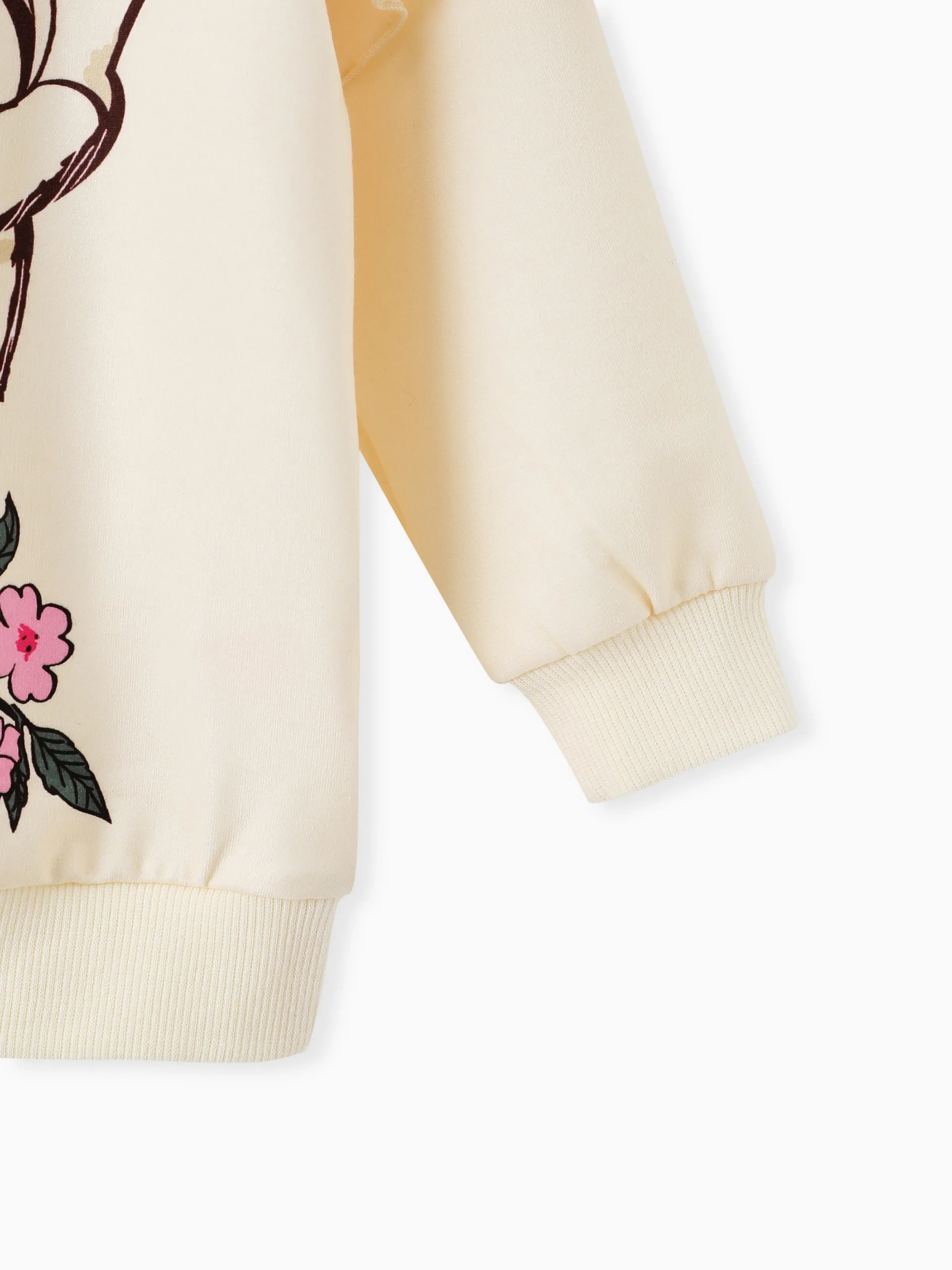 Toddler Girl 2pcs Dear Ruffled Sweatshirt and Floral Flared Pants Set Color block - Image 6