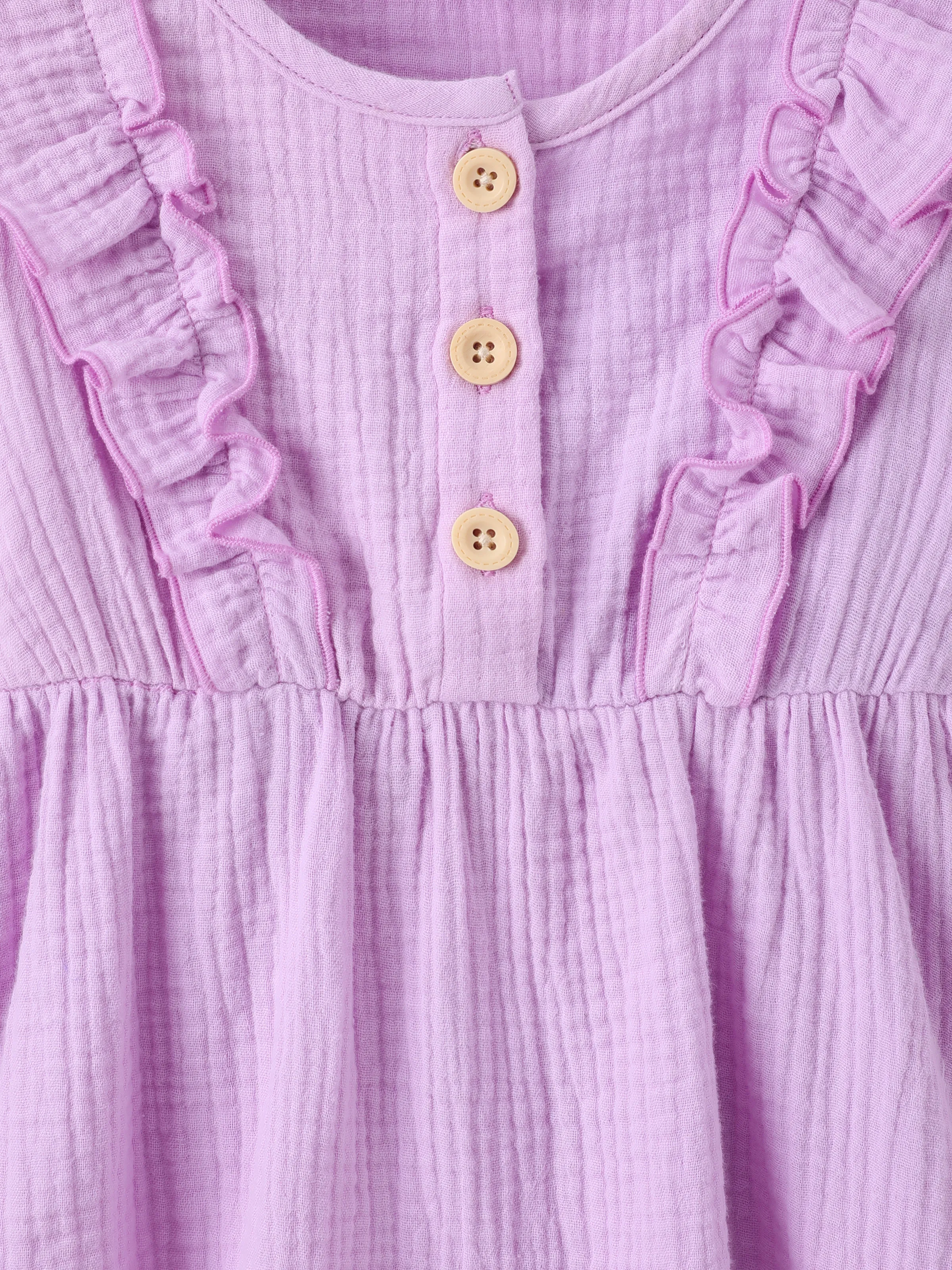 Toddler Girl 2pcs Sweet Ruffled Top and Floral Leggings Set Purple - Image 5