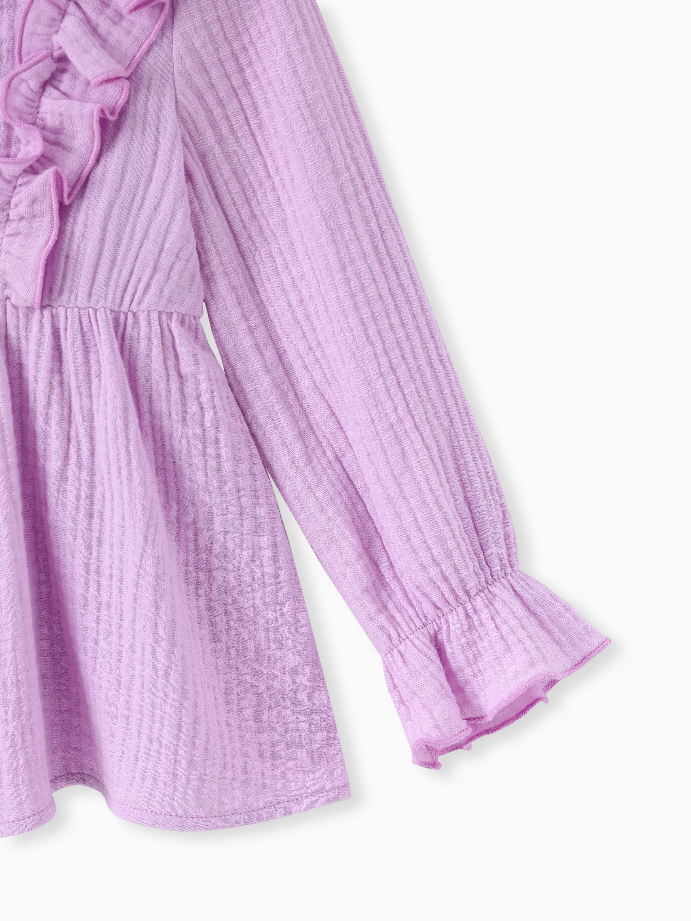 Toddler Girl 2pcs Sweet Ruffled Top and Floral Leggings Set Purple - Image 6