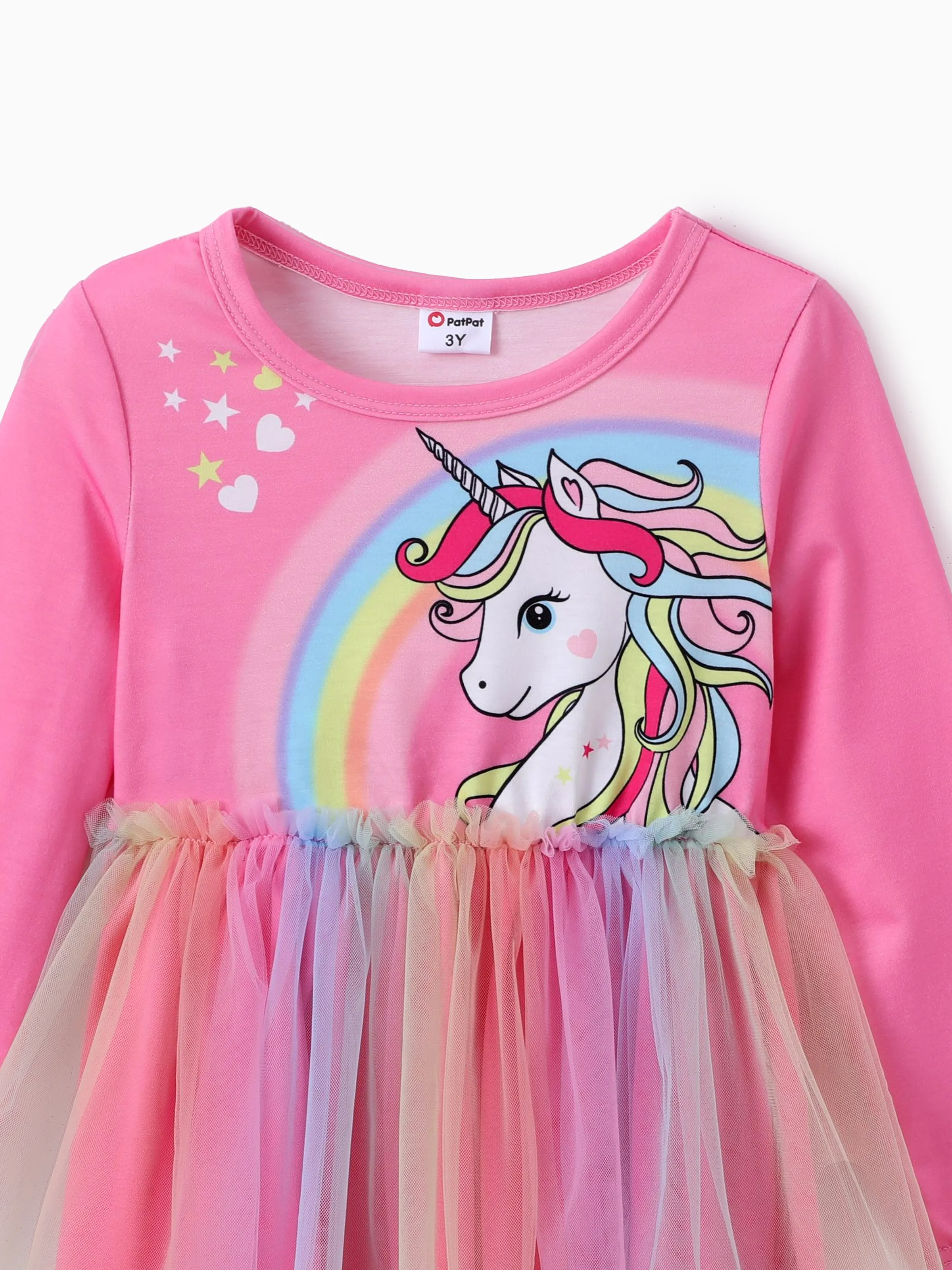 Toddler Girl 2pcs Unicorn Print Mesh Splice Top and Leggings Set Pink - Image 5