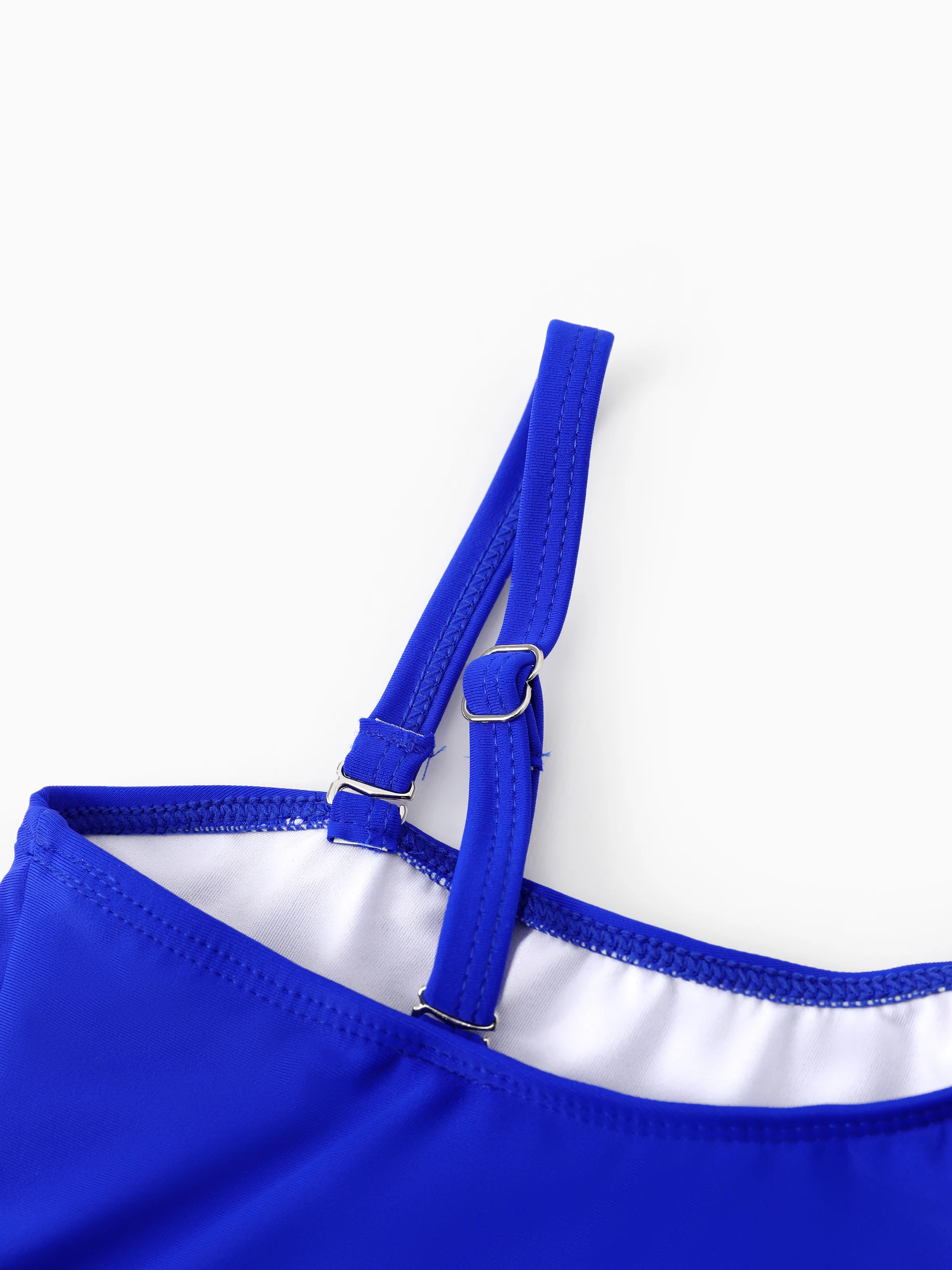 Toddler Girl Blue Drawstring Blue One-Piece Strap Swimsuit Blue - Image 6