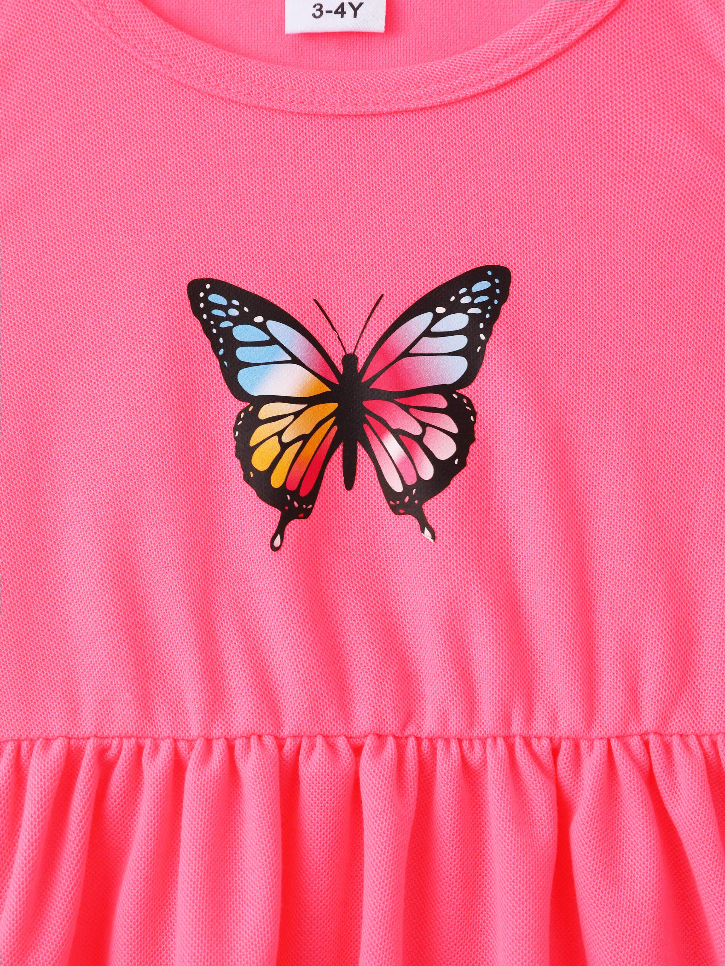 Toddler Girl Butterfly Print Tank Dress Roseo - Image 3