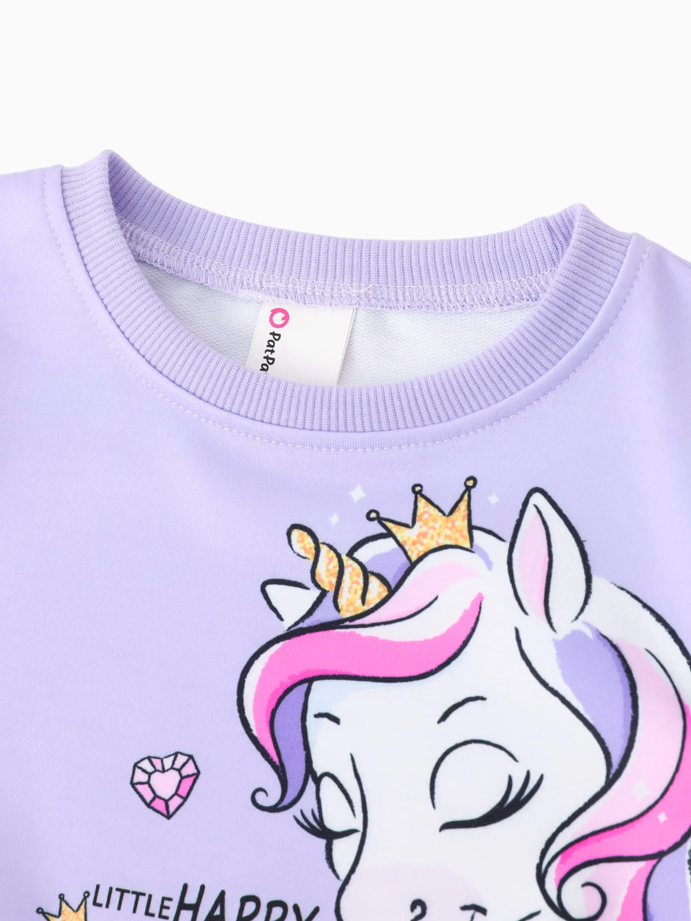 Toddler Girl Childlike Unicorn Print Sweatshirt Purple - Image 14
