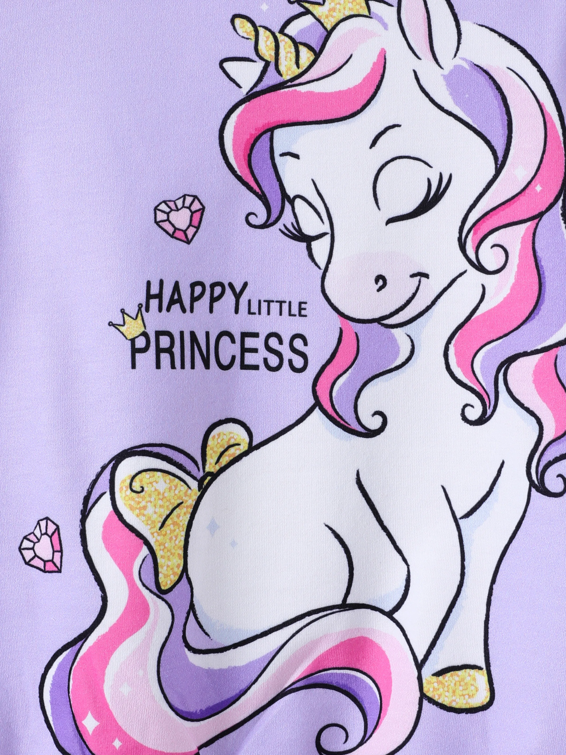 Toddler Girl Childlike Unicorn Print Sweatshirt Purple - Image 2