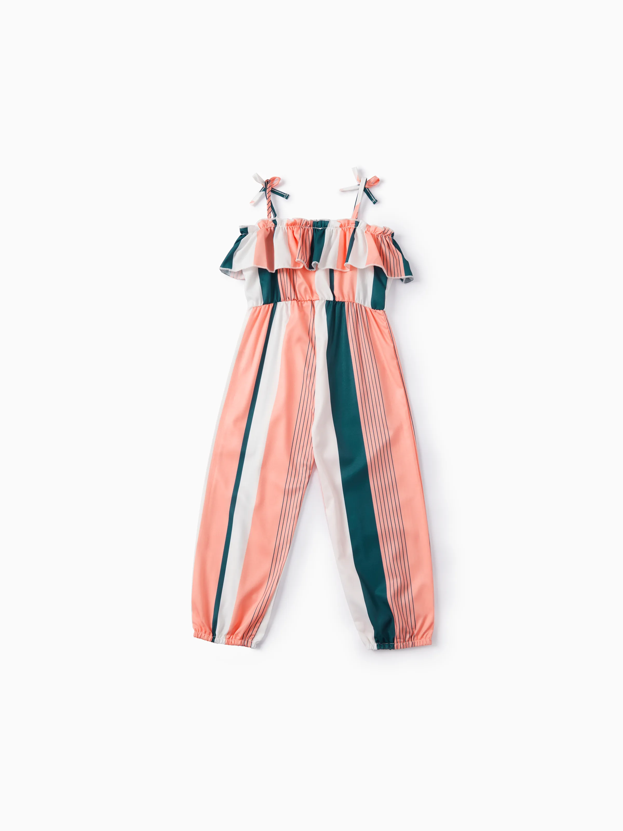 Toddler Girl Colorful Stripe Ruffled Cami Jumpsuit Multi-color - Image 2