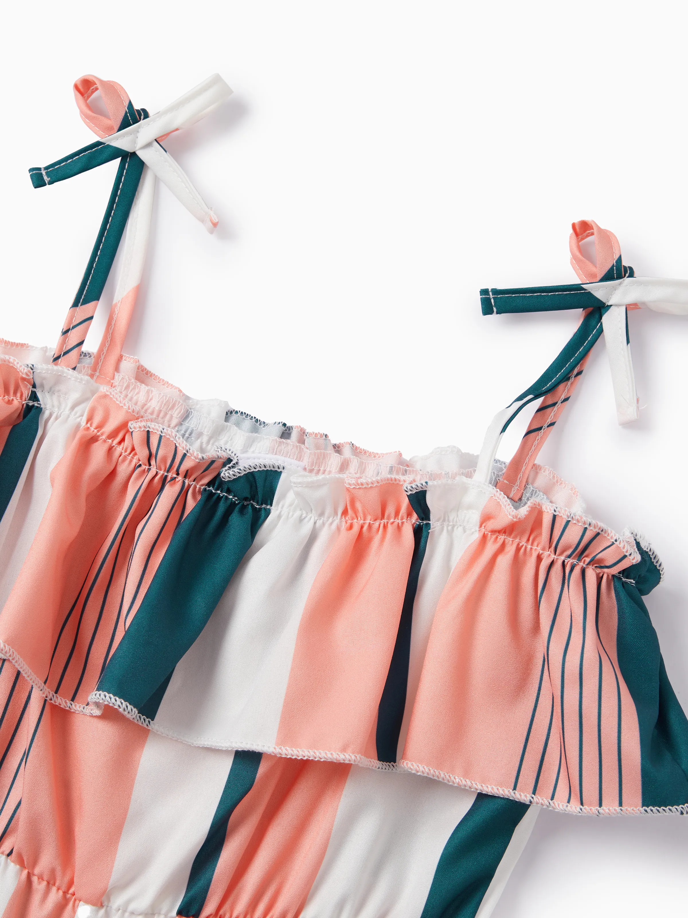 Toddler Girl Colorful Stripe Ruffled Cami Jumpsuit Multi-color - Image 3