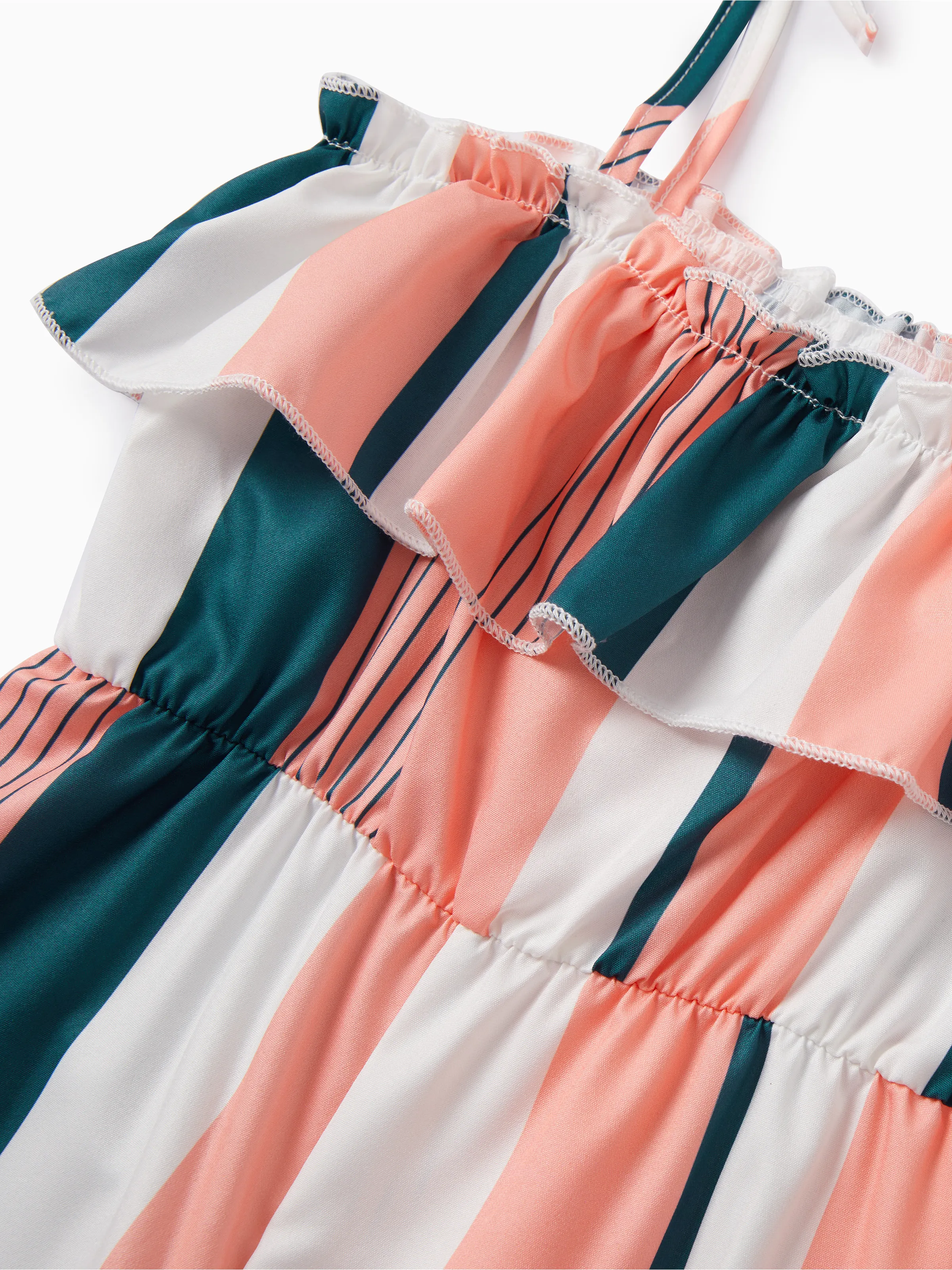 Toddler Girl Colorful Stripe Ruffled Cami Jumpsuit Multi-color - Image 5