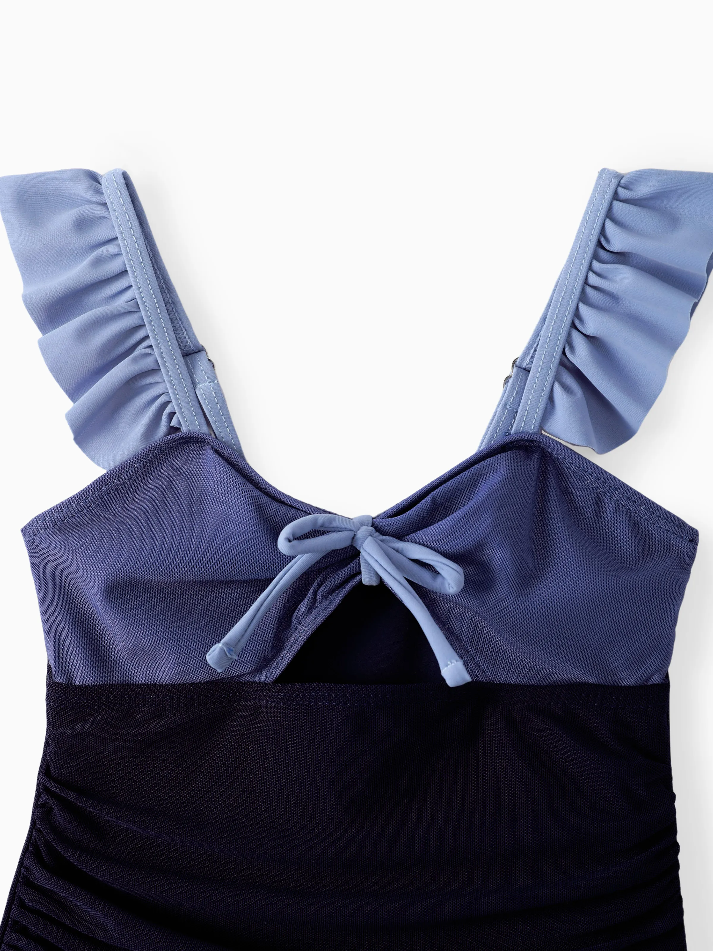 Toddler Girl Drawstring Ruched Bow Tie Cut Out Mesh Ruffle Strap One-Piece Swimsuit (Quick-Dry) MultiColour - Image 3