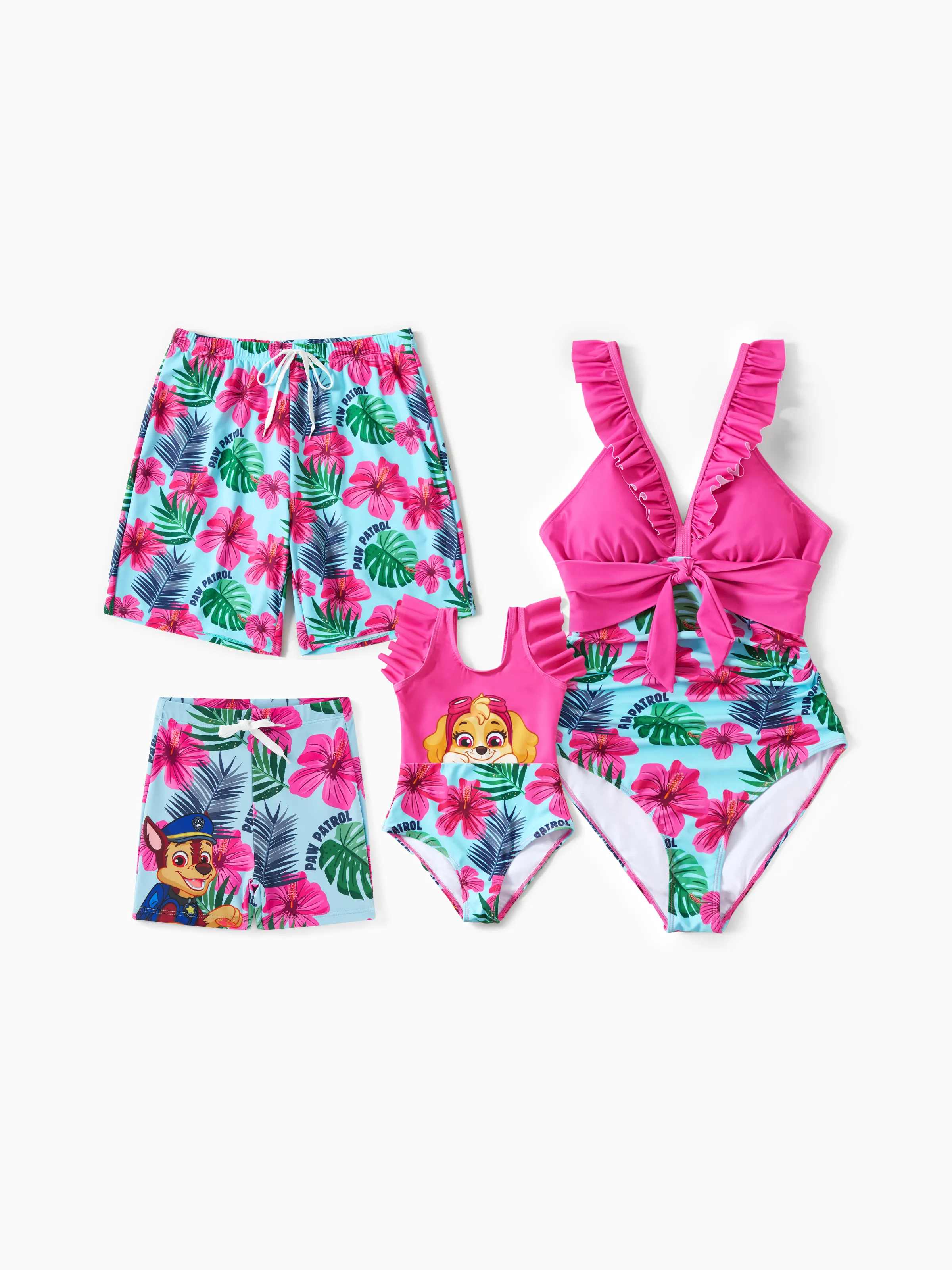Toddler Girl PAW Patrol Large Flower All-over Print Swimsuit Roseo - Image 3