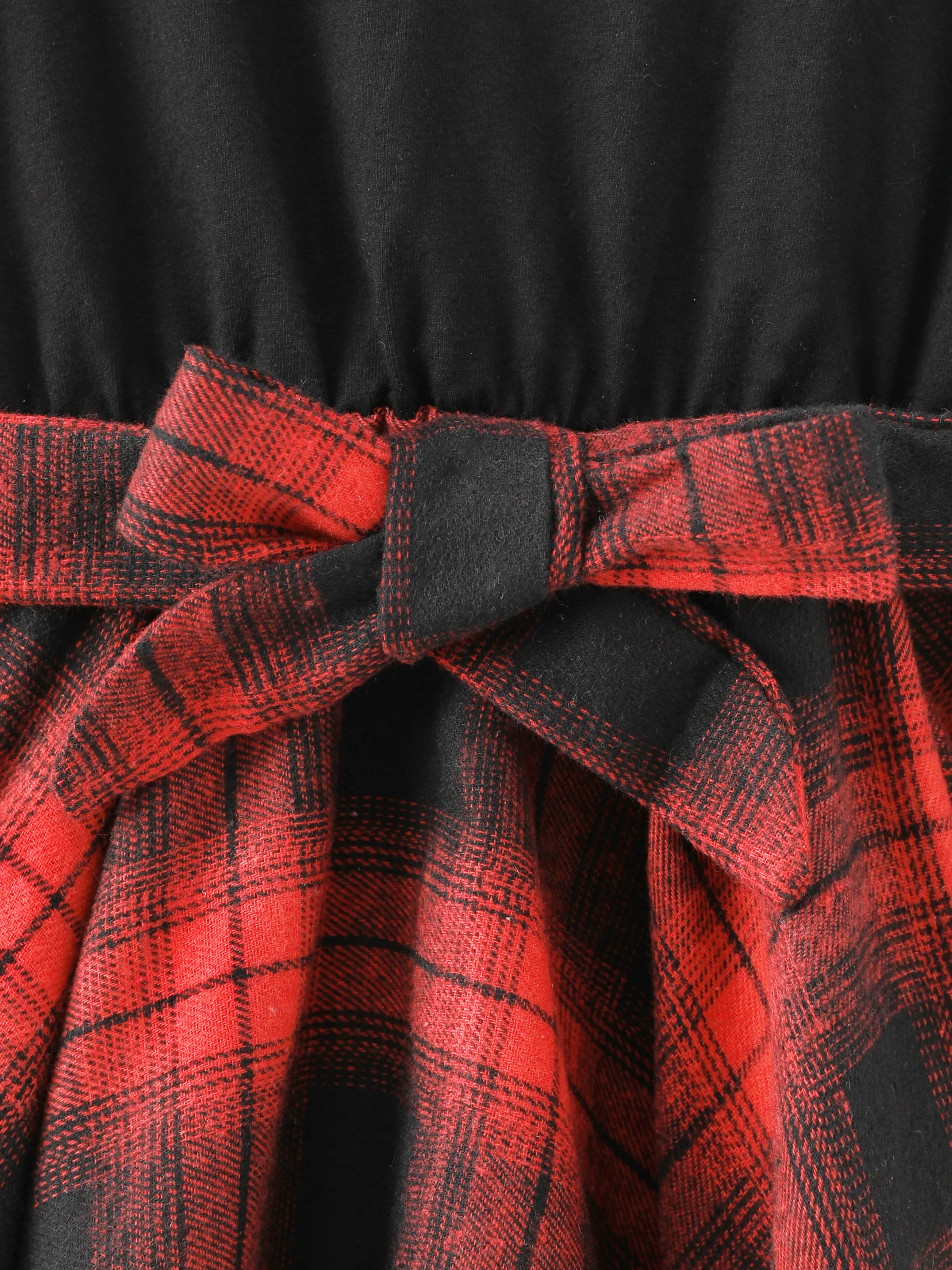 Toddler Girl Plaid Irregular Hem Splice Long-sleeve Dress Black - Image 4