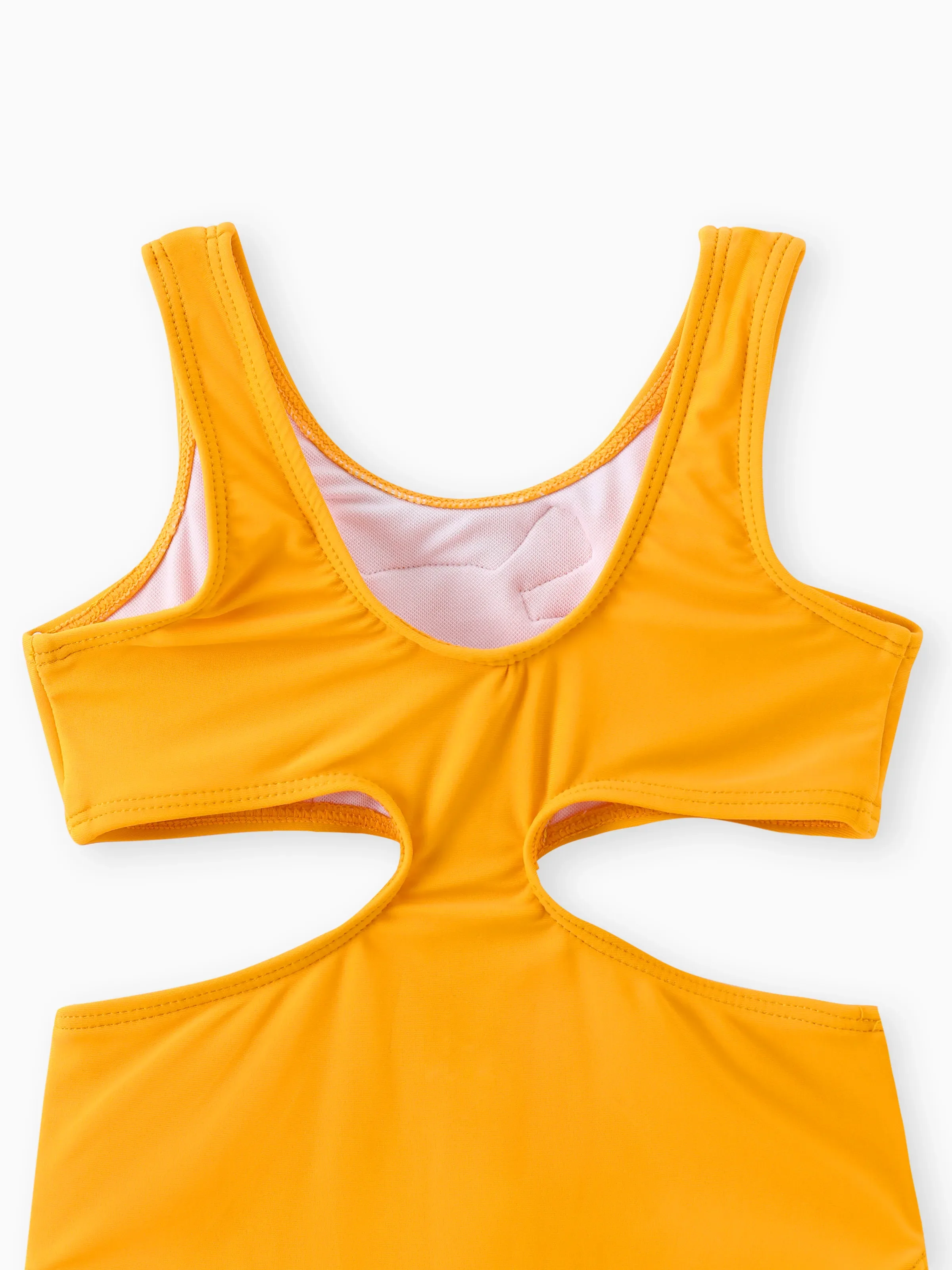 Toddler Girl Playful Giraffe Design Sleeveless Onepiece Swimsuit Orange - Image 3