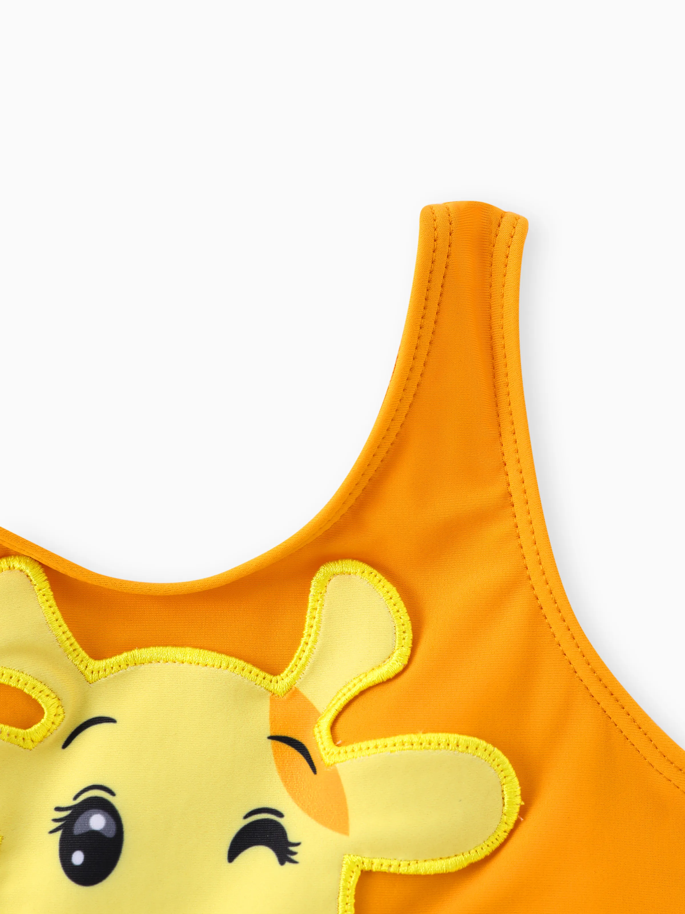 Toddler Girl Playful Giraffe Design Sleeveless Onepiece Swimsuit Orange - Image 6