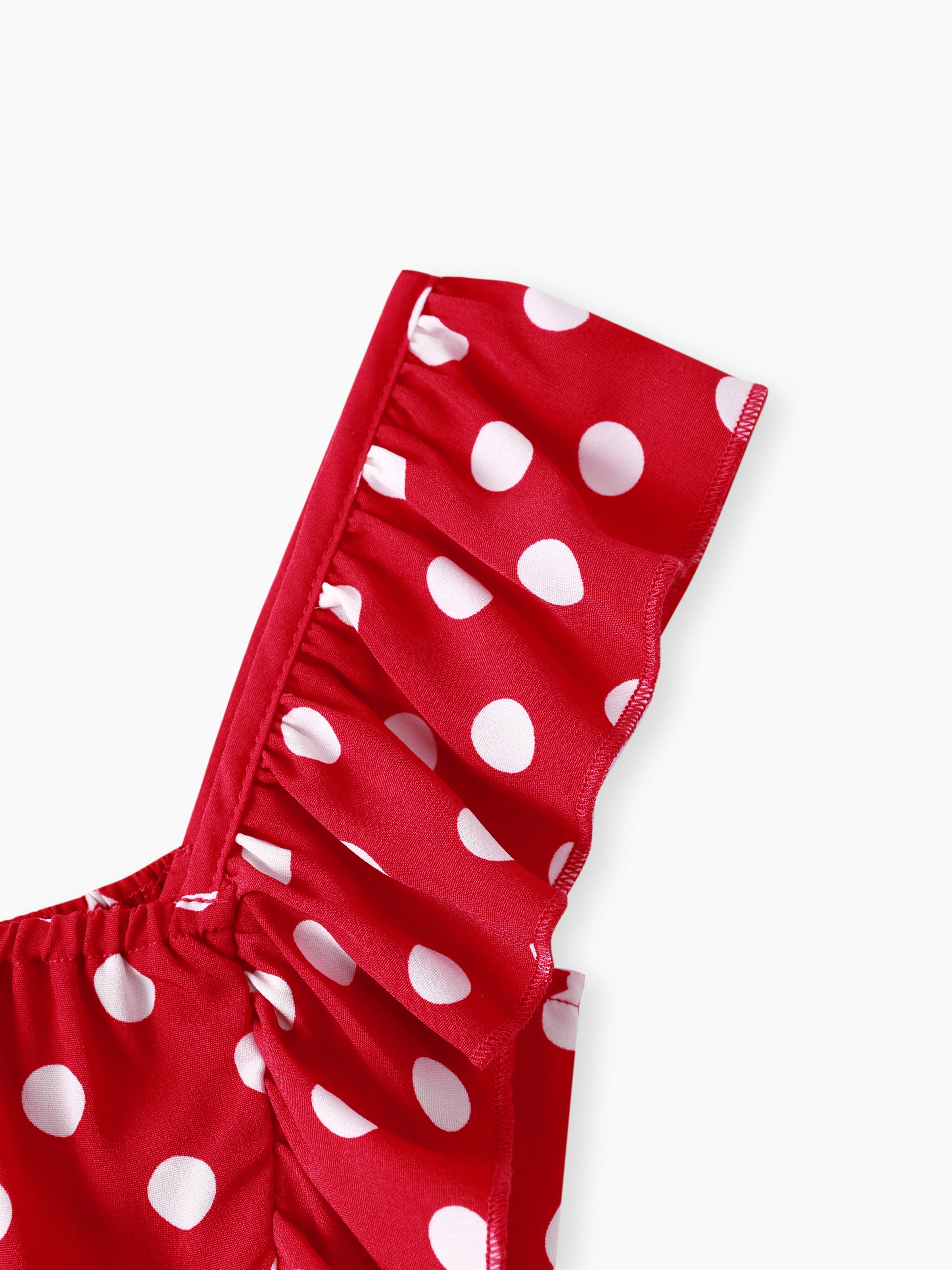 Toddler Girl Polka dots One Shoulder Ruffled Cami Dress Red - Image 3
