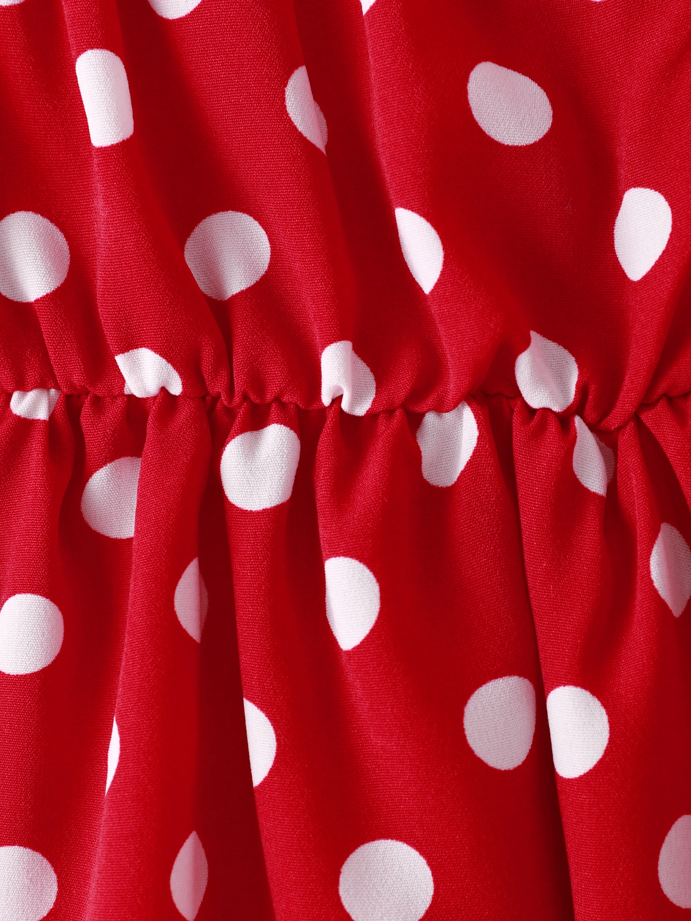Toddler Girl Polka dots One Shoulder Ruffled Cami Dress Red - Image 4