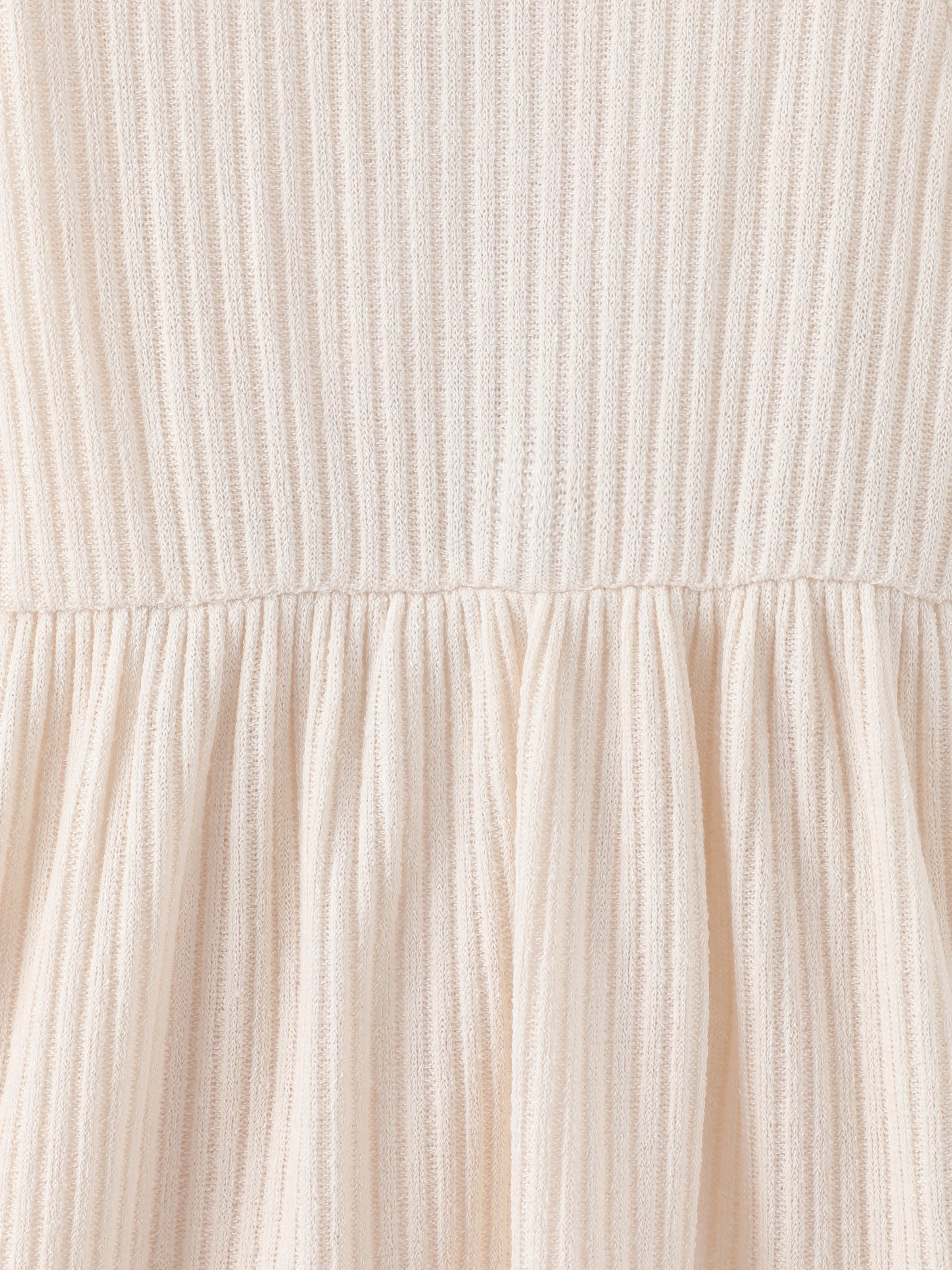 Toddler Girl Solid Color Button Design Ribbed Long-sleeve Dress Apricot - Image 11