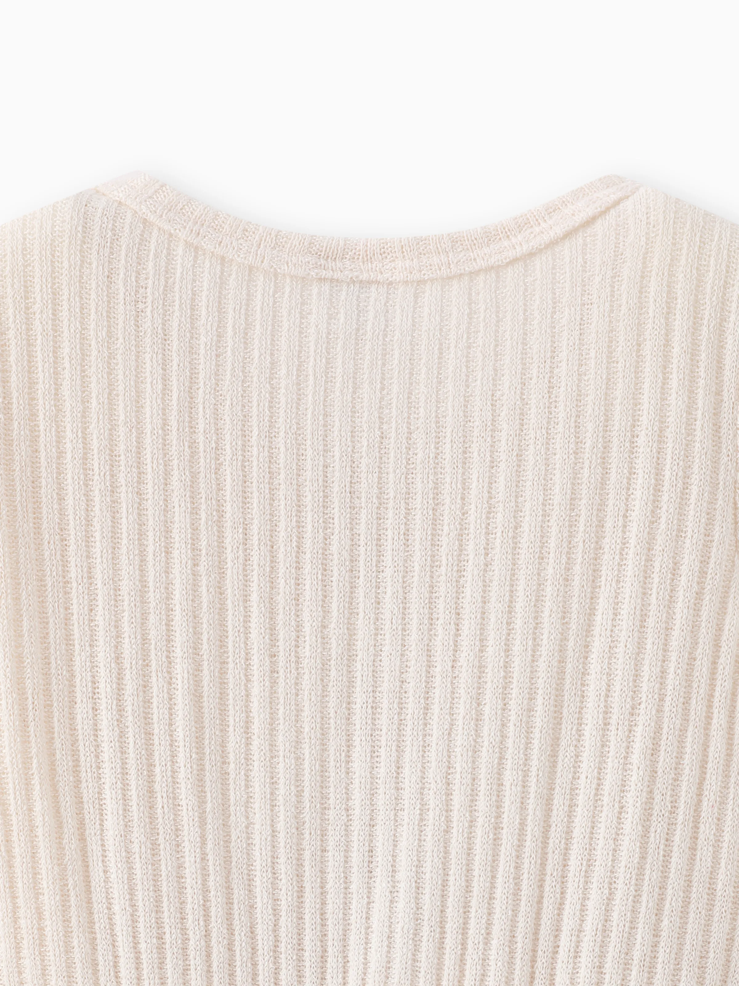 Toddler Girl Solid Color Button Design Ribbed Long-sleeve Dress Apricot - Image 9