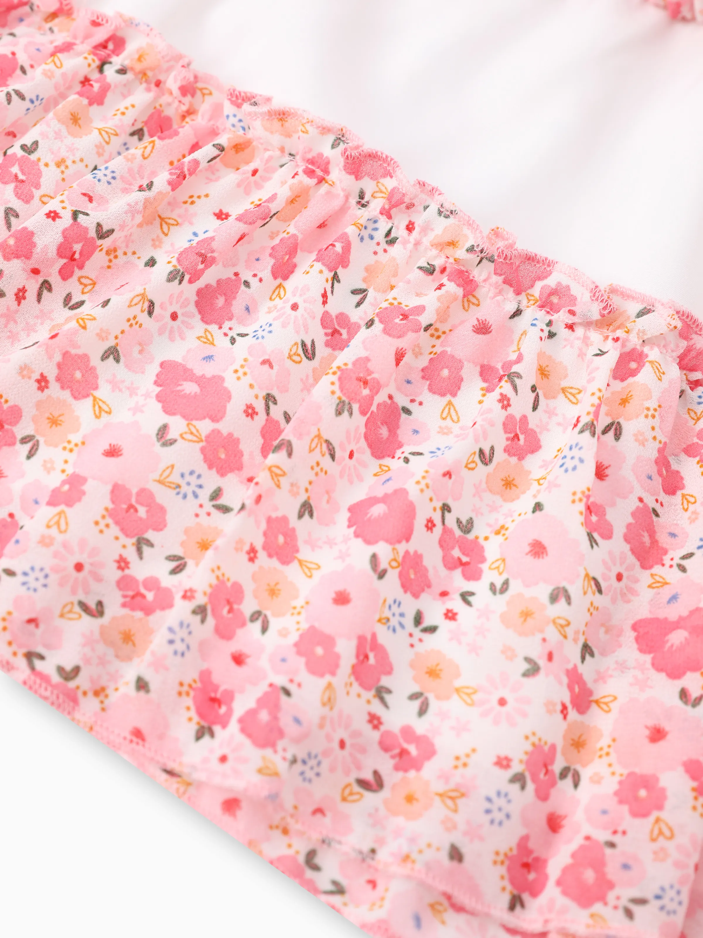 Toddler Girl Sweet Floral Print Smocked Ruffled Sleeveless Dress Pink - Image 6