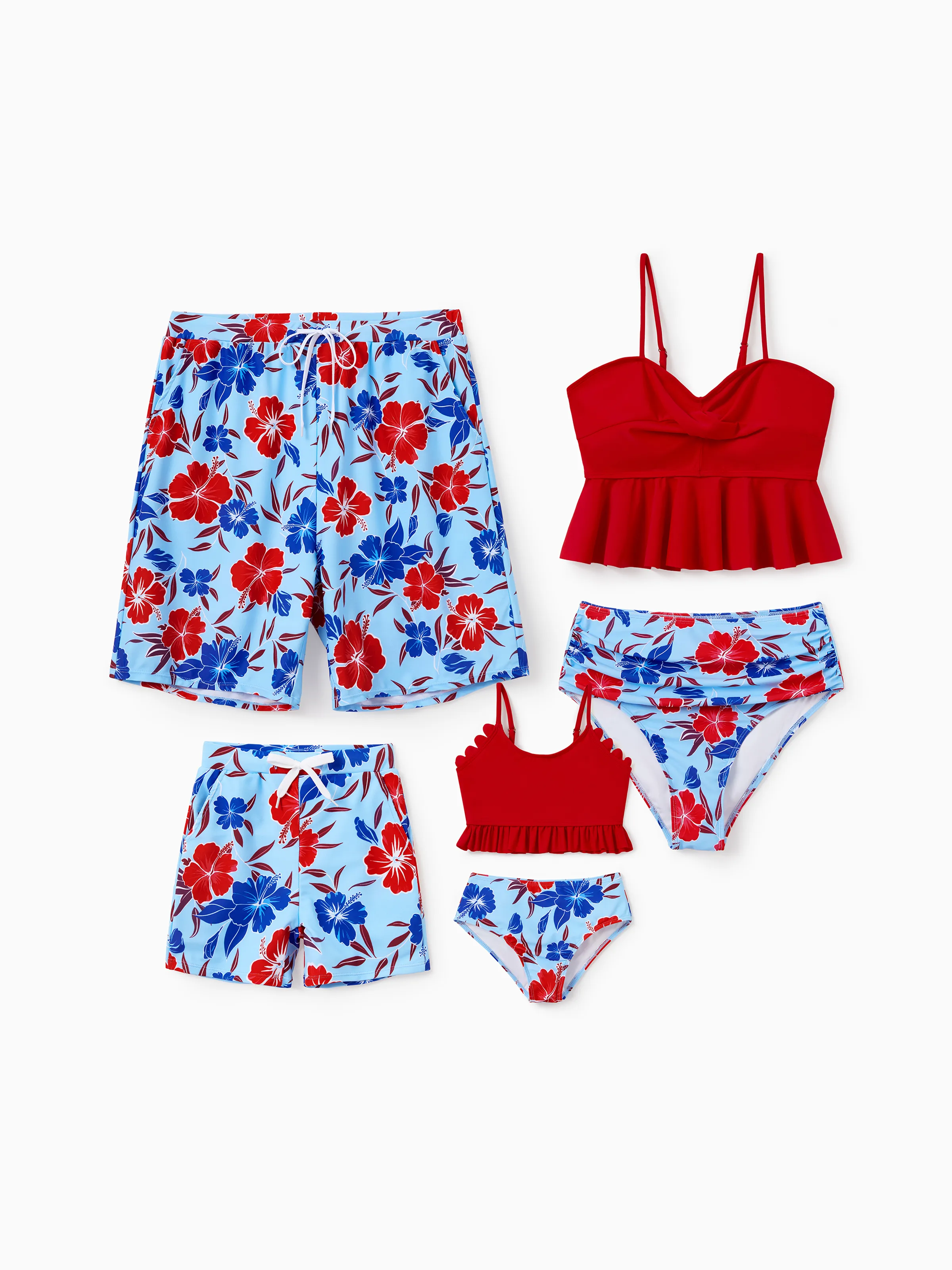 Toddler Girl Swimwear Floral Print Bikini Set for Girl, Perfect for Summer Beach Days & Pool Parties Red - Image 2